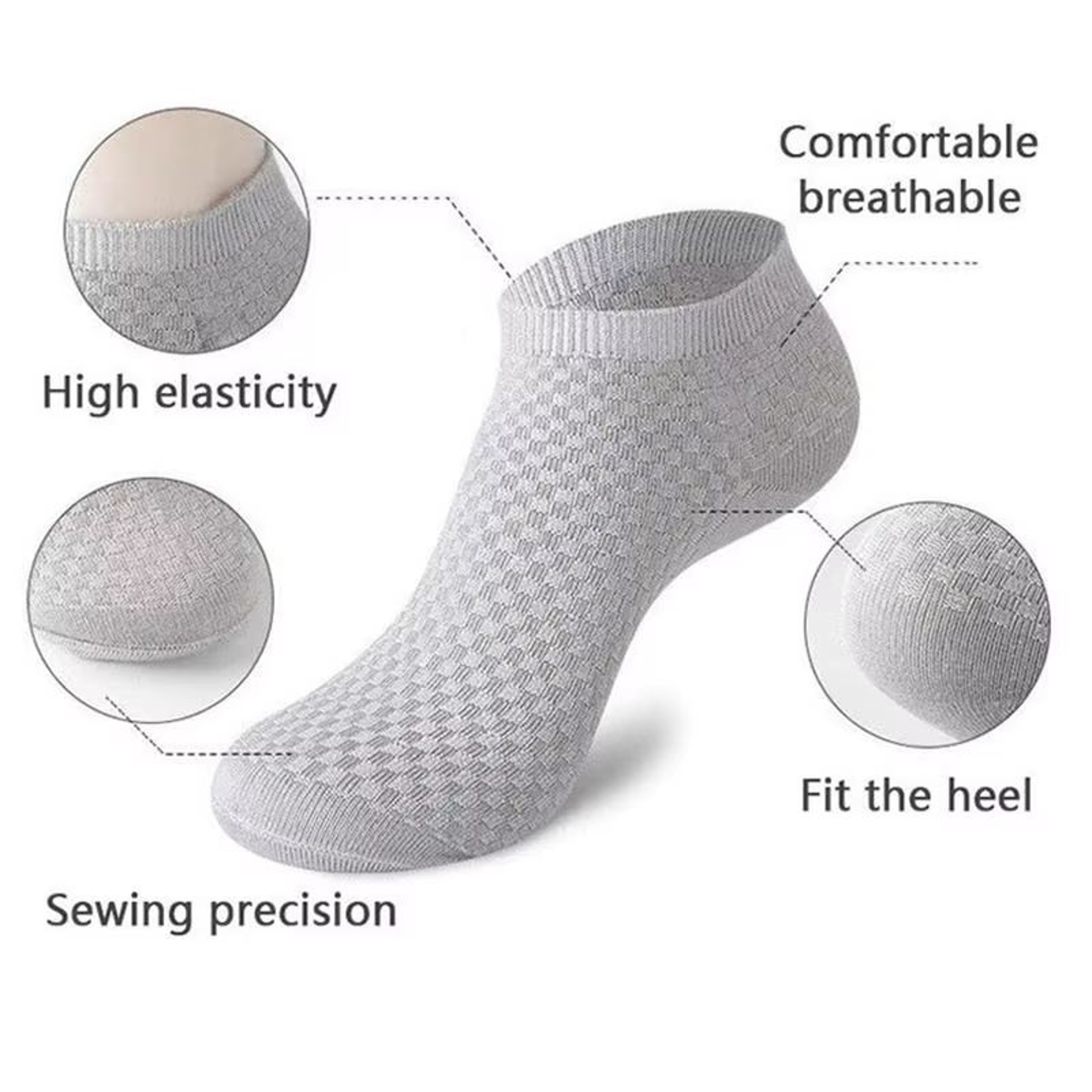 Mens Bamboo Fiber Ankle Socks 5Pair Breathable Antibacterial Comfort 2