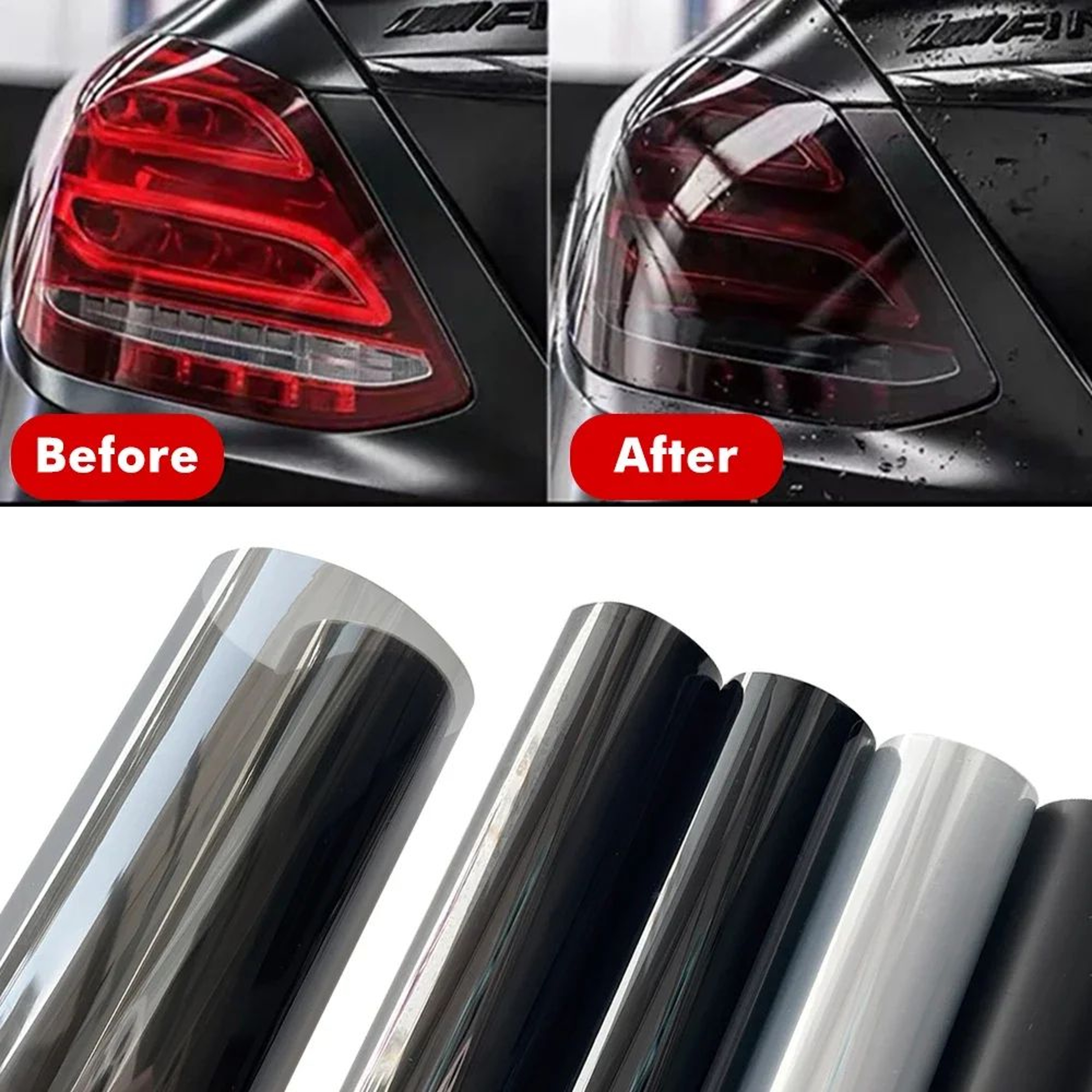 Gloss Transparent Light Black Smoke PVC Film Tint For Headlights  Taillights 0