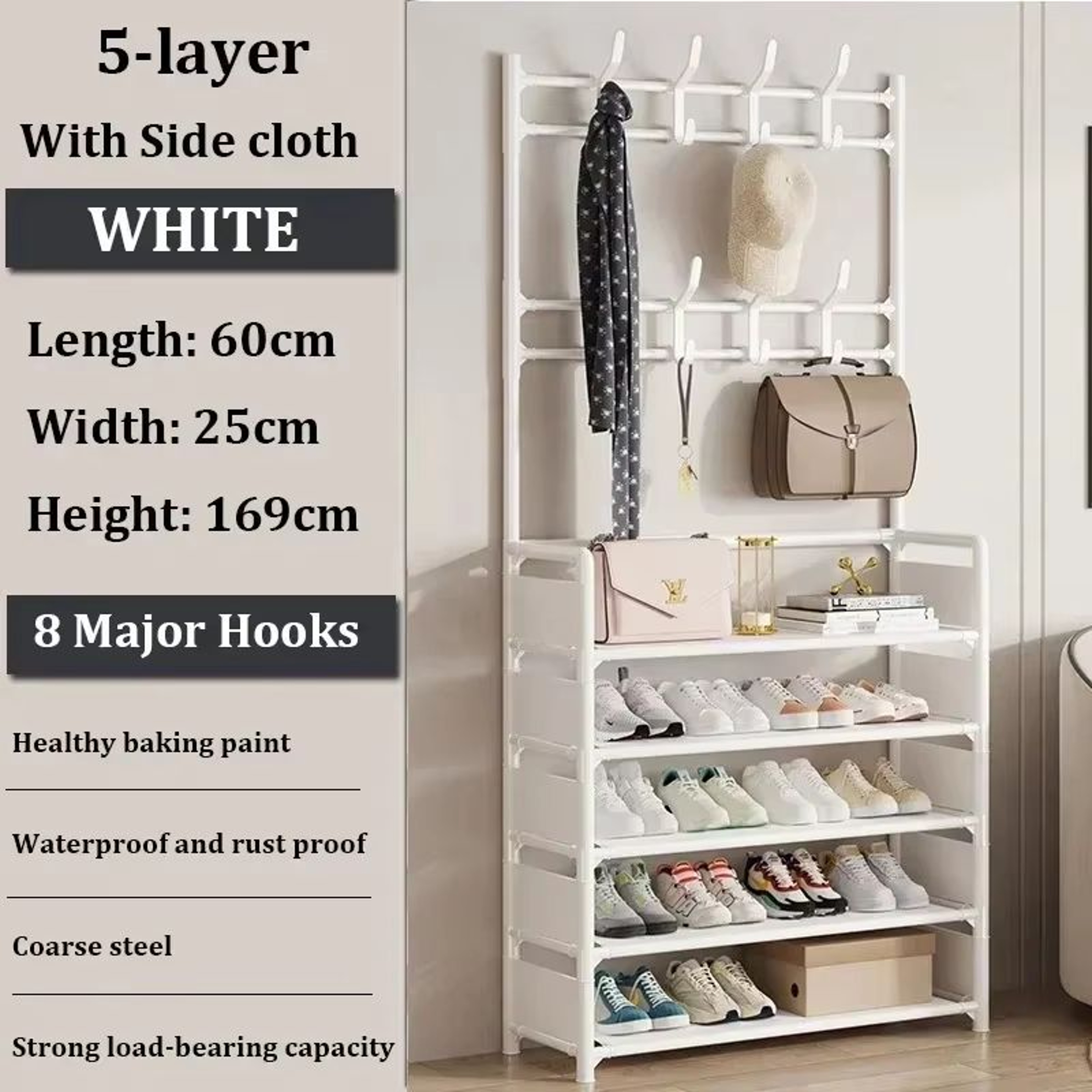 MultiLayer Clothes And Shoe Organizer Rack FloorStanding Hat  Shoe Storage Shelf 8