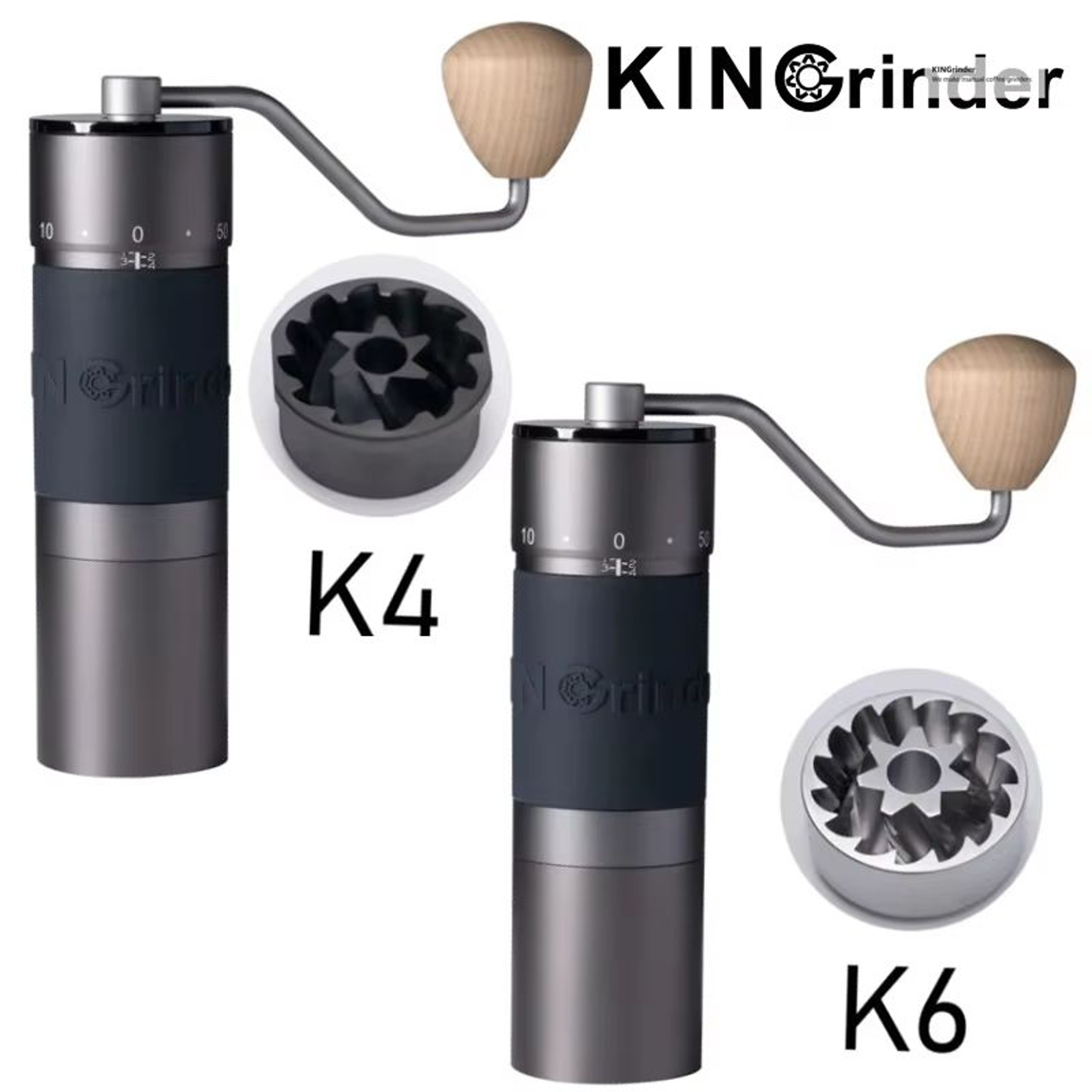 Kingrinder K4K6 Manual Coffee Grinder With 48 Mm TitaniumPlated Stainless Steel Burr 0