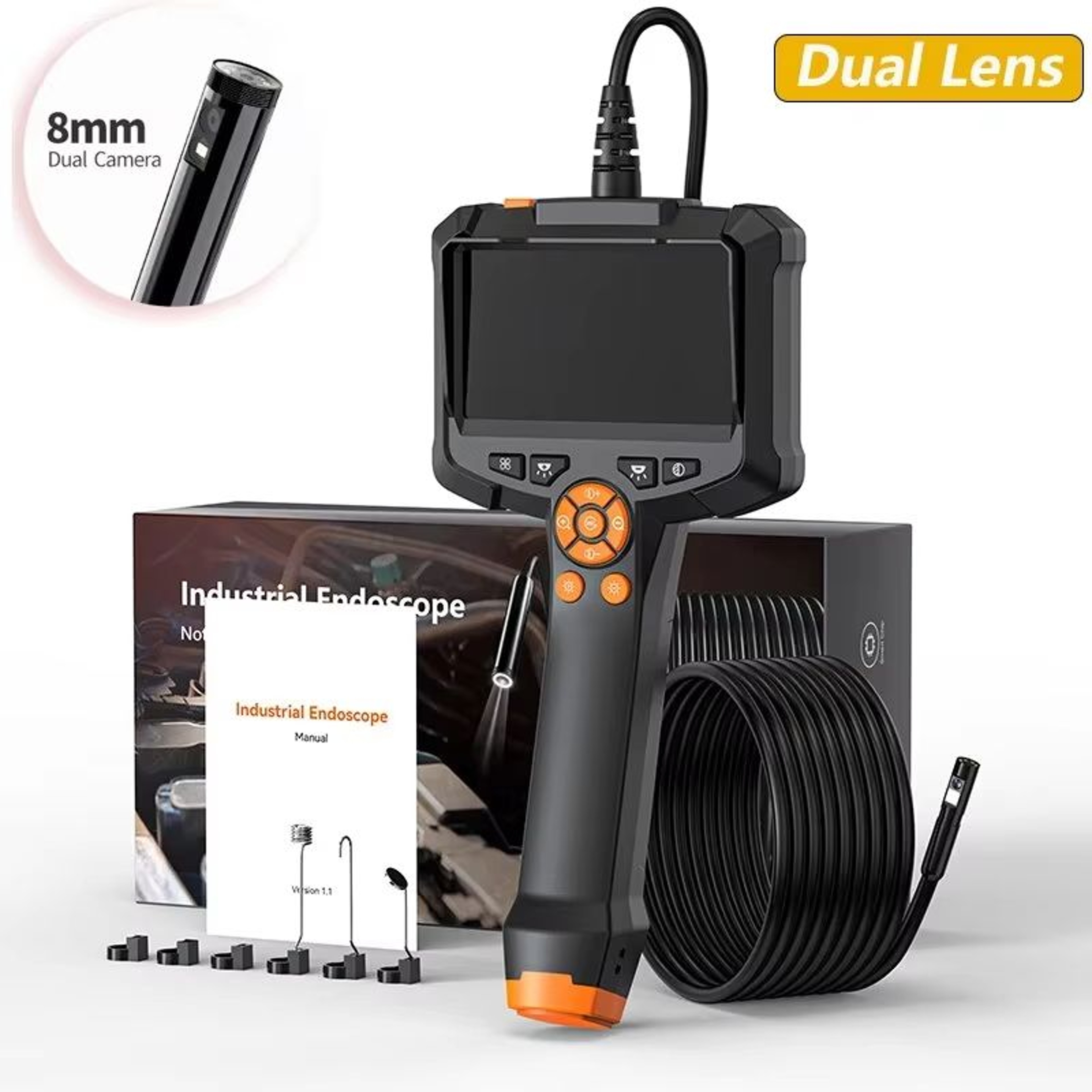 Industrial Inspection Endoscope Camera 43 IPS Screen Waterproof HD1080P Borescope 8