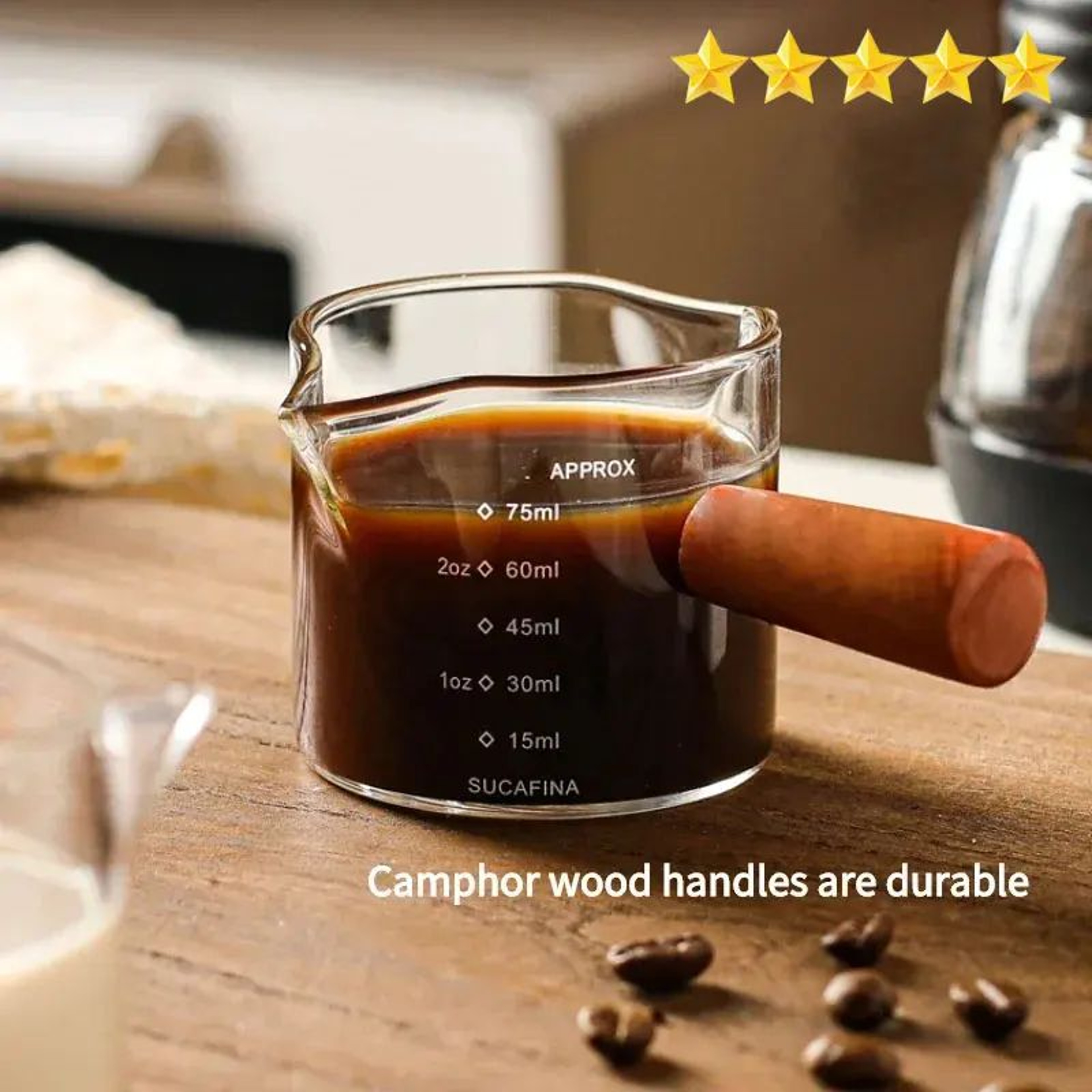 Glass Espresso Measuring Cup With Handle 254 Fl Oz Double Or Single Spout 0
