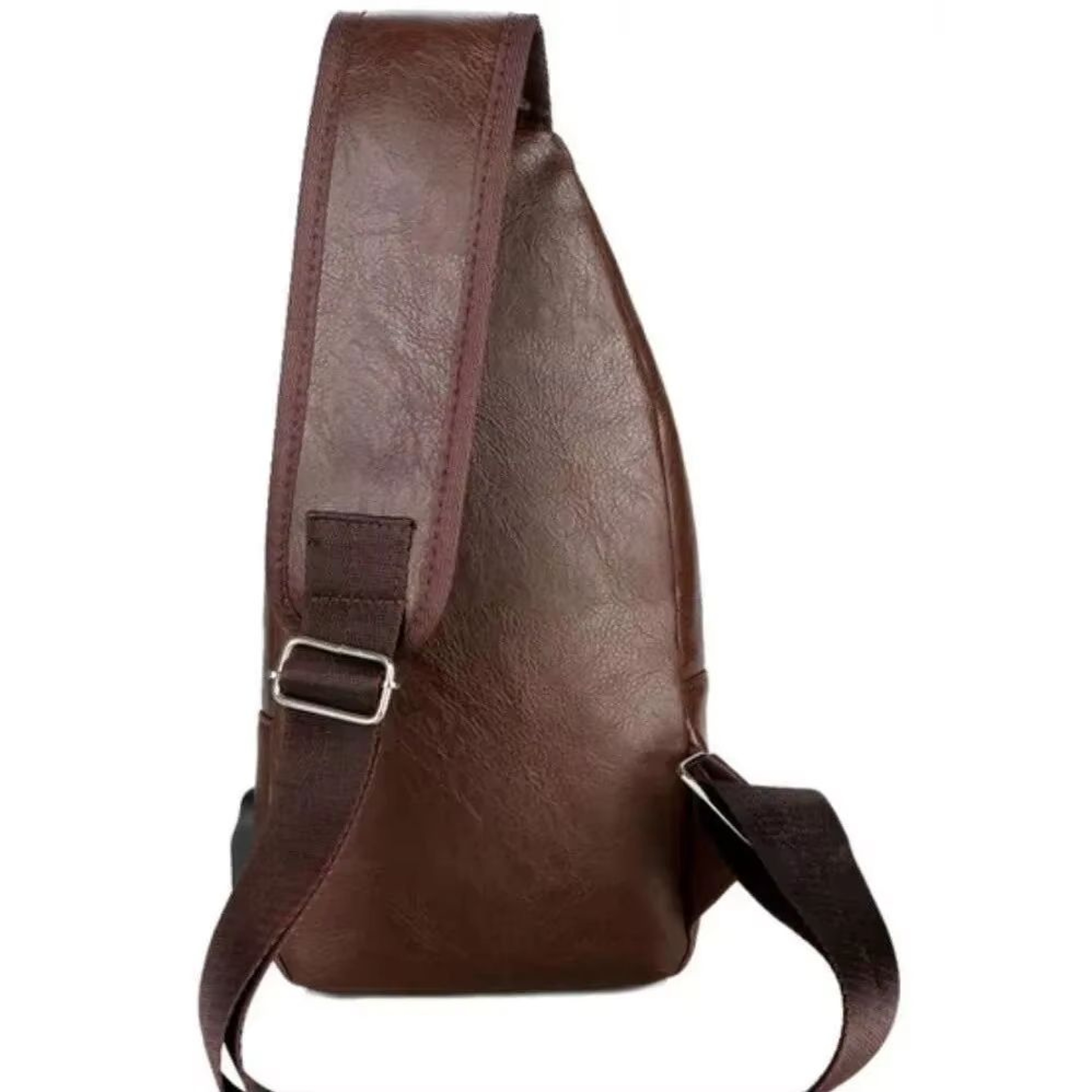 Mens PU Leather USB Charging Chest Bag Crossbody For Commuting And Travel 4