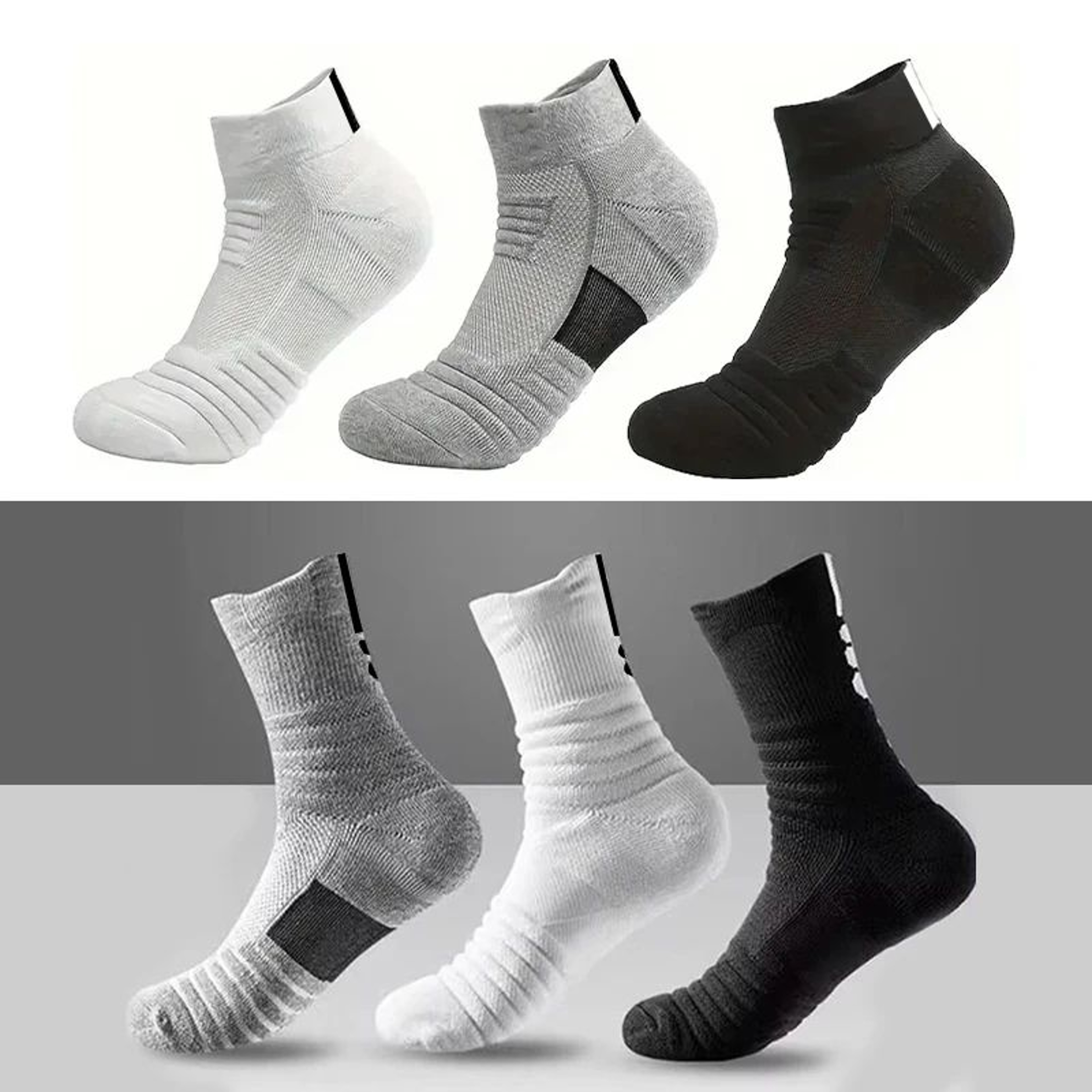 AntiSlip Mens Sport Socks 13 Pairs Breathable Cotton Soccer Basketball Socks 3945 1