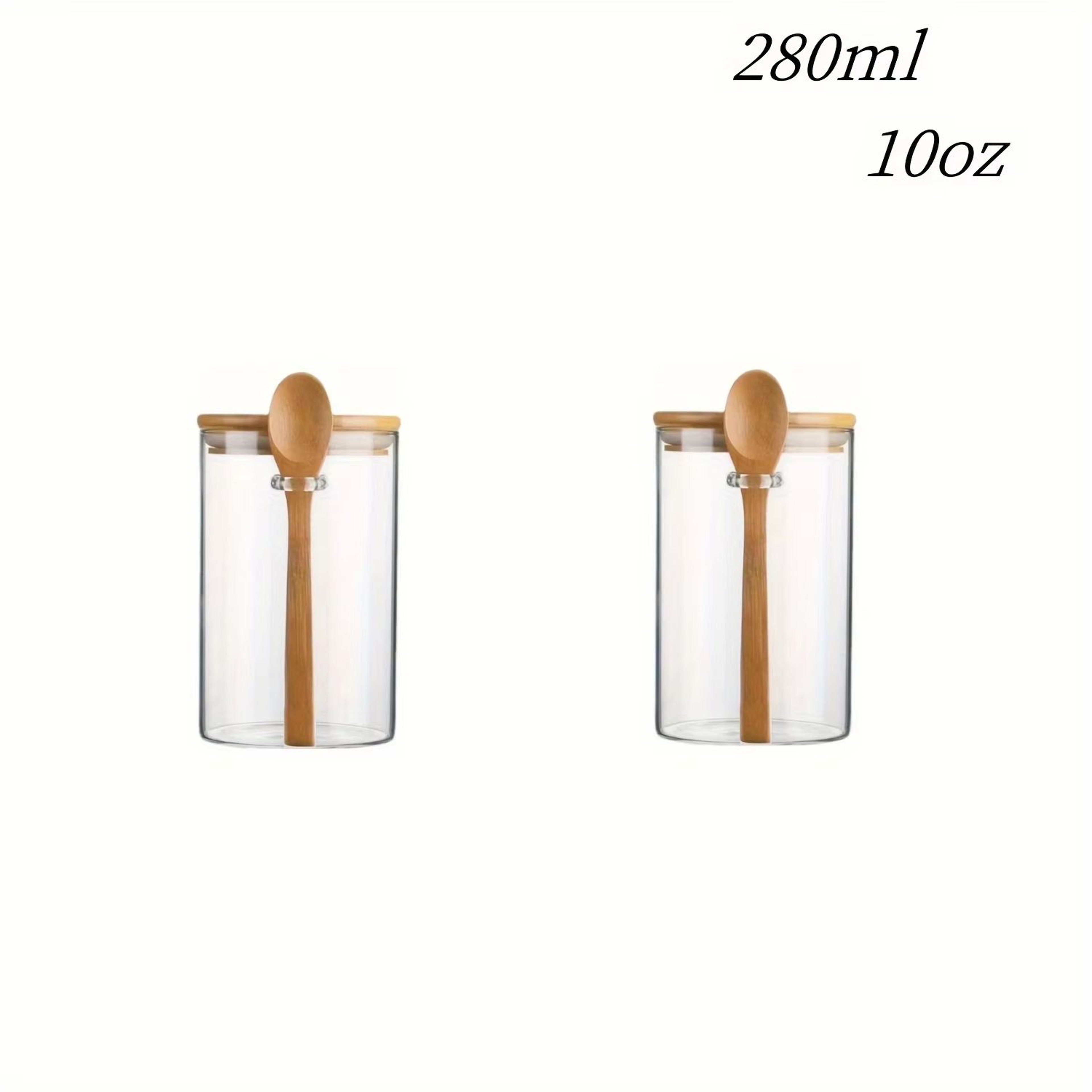 10 Oz 280 Ml Glass Storage Jar With Sealed Bamboo Lid And Spoon For Candy Biscuits And Bulk Food 9
