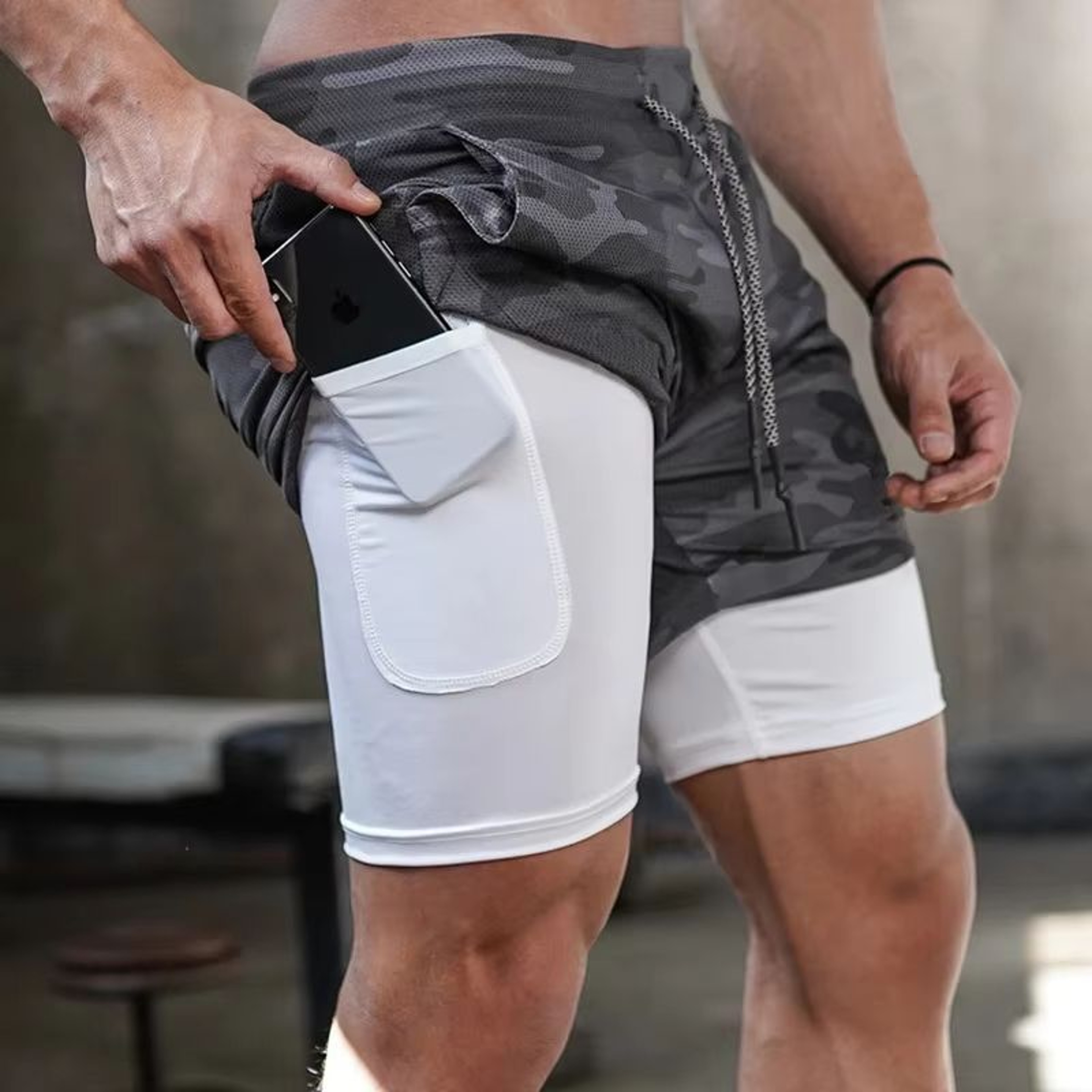 Mens Camo QuickDry 2in1 Running And Gym Shorts 1