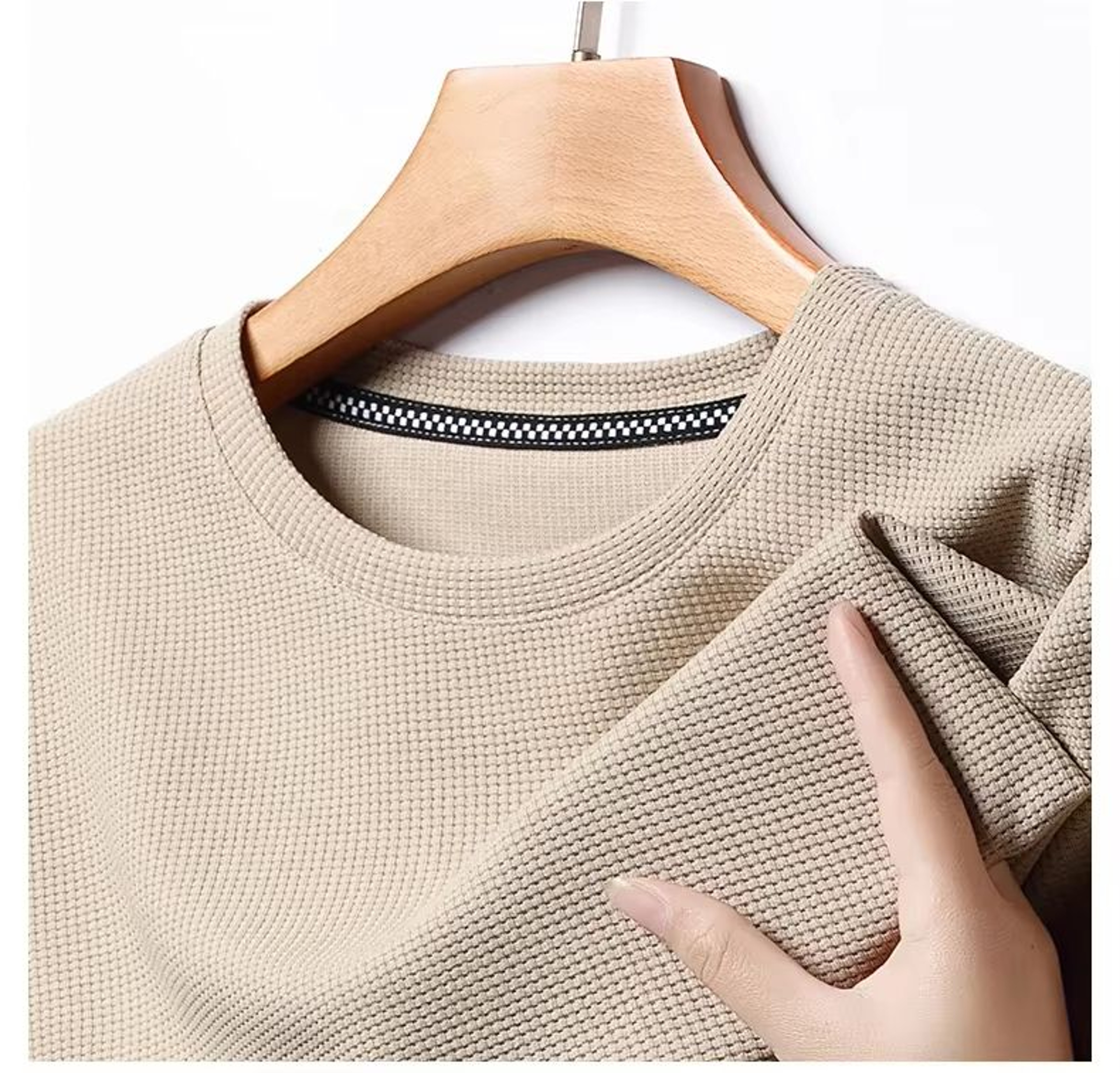 Summer Waffle Knit Short Sleeve TShirt For Men 4