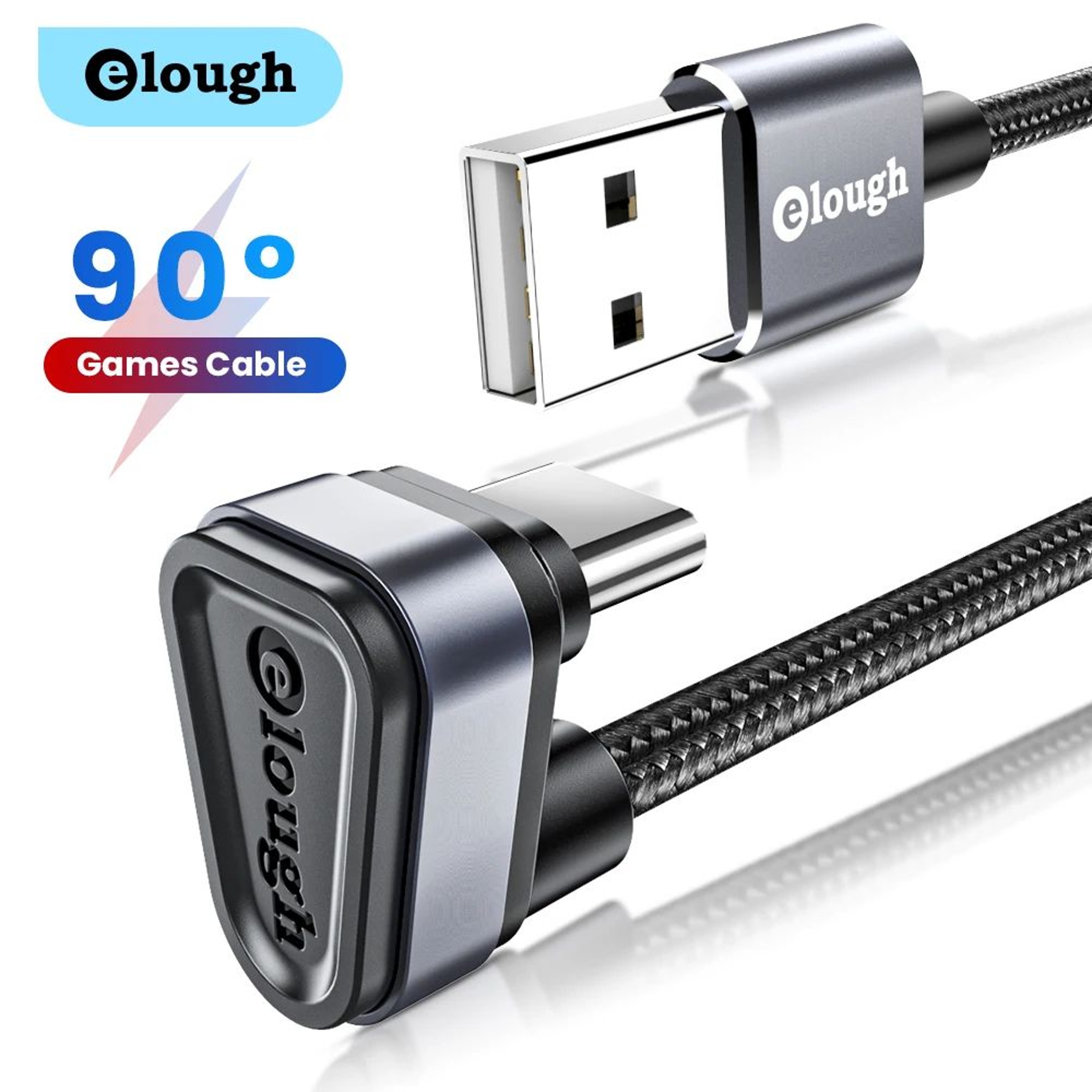 Elough USB TypeC Fast Charging And Data Cable 24A With 180Degree USBC Connector 1