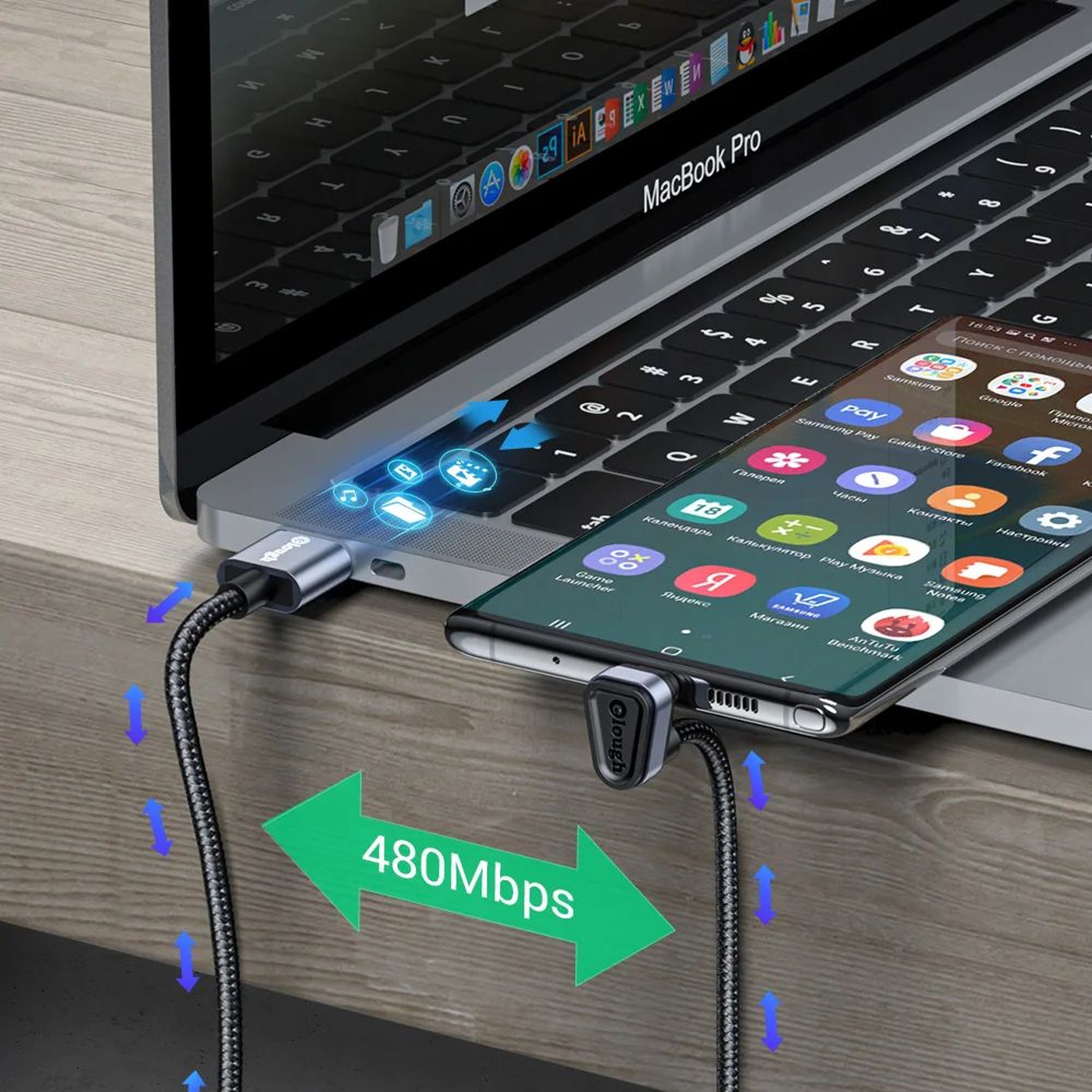 Elough USB TypeC Fast Charging And Data Cable 24A With 180Degree USBC Connector 3