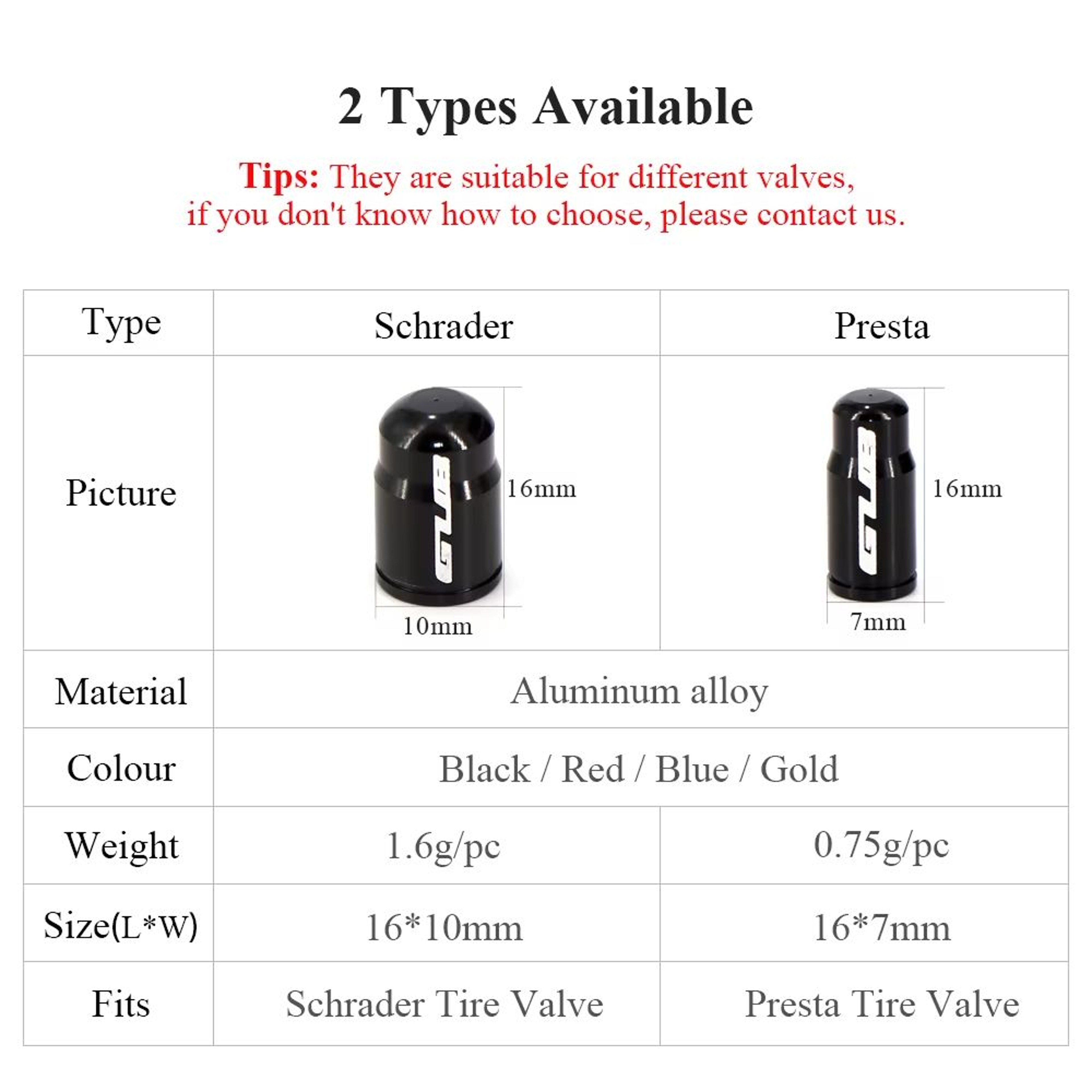 2Piece Bicycle Valve Caps CNC Aluminum Dustproof Covers For Presta And Schrader 2
