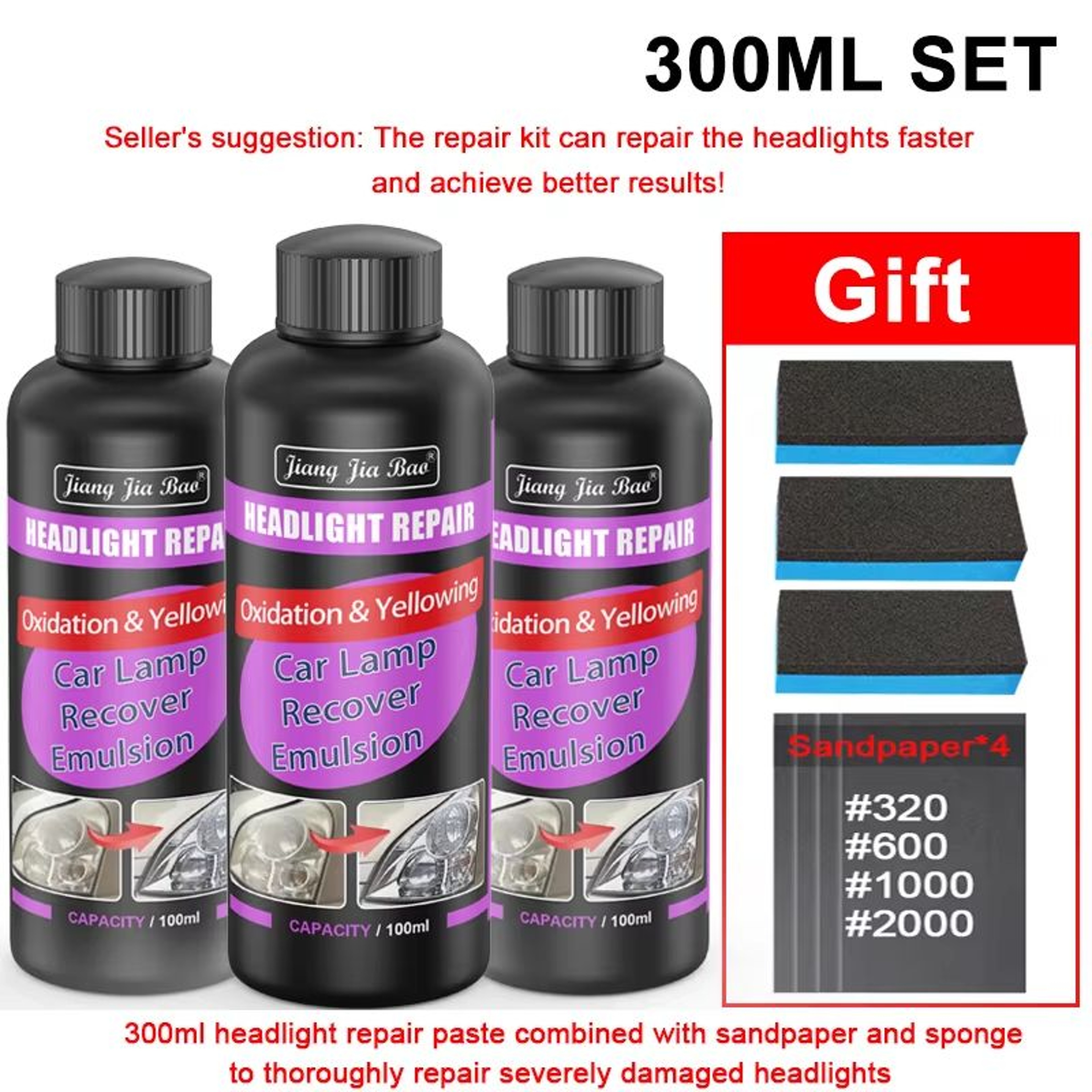 Car Headlight Restoration Polishing Kit For Scratch Removal And Anti Oxidation Shine 10