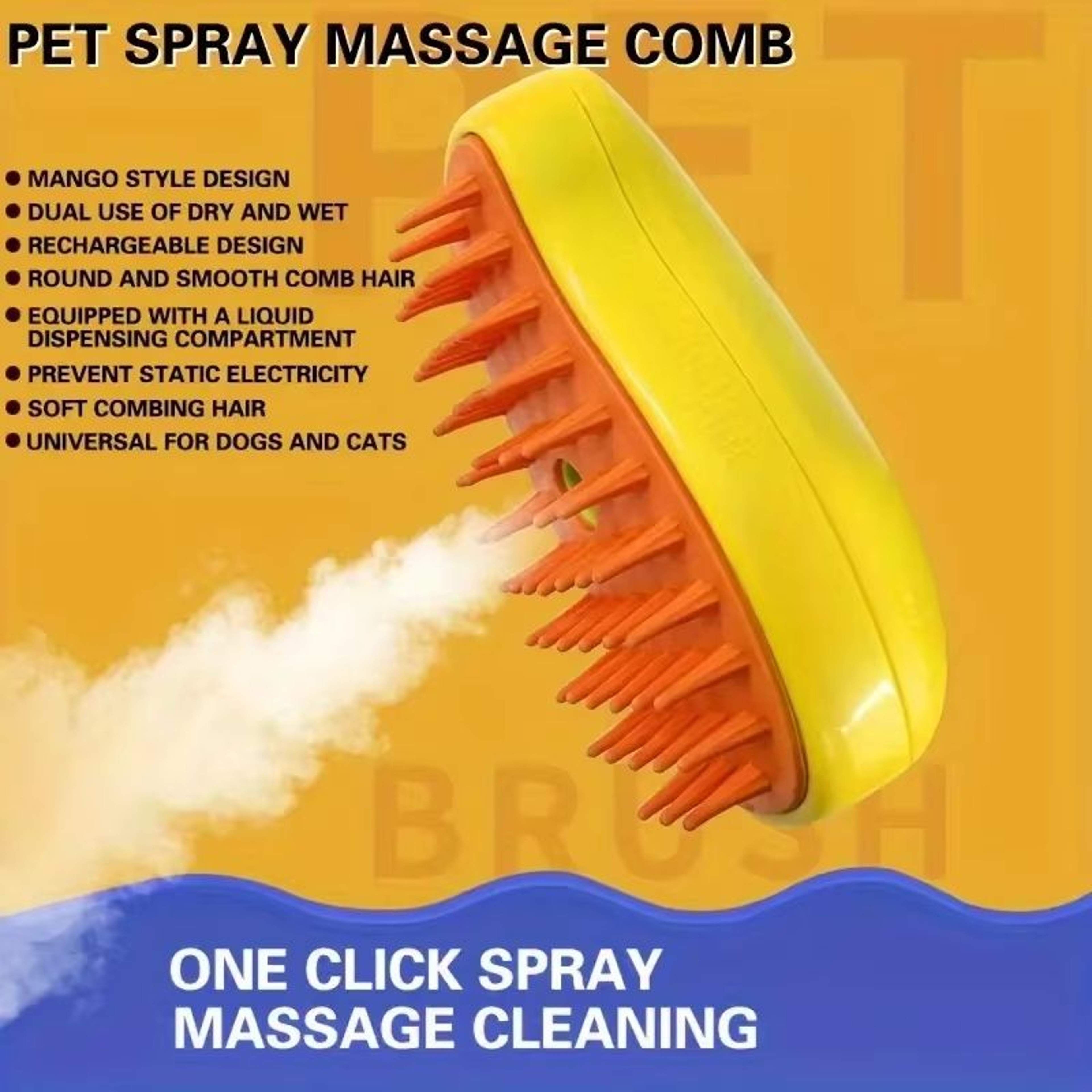 3 In 1 Steam Dog Brush For Gentle Pet Grooming And Deshedding 0