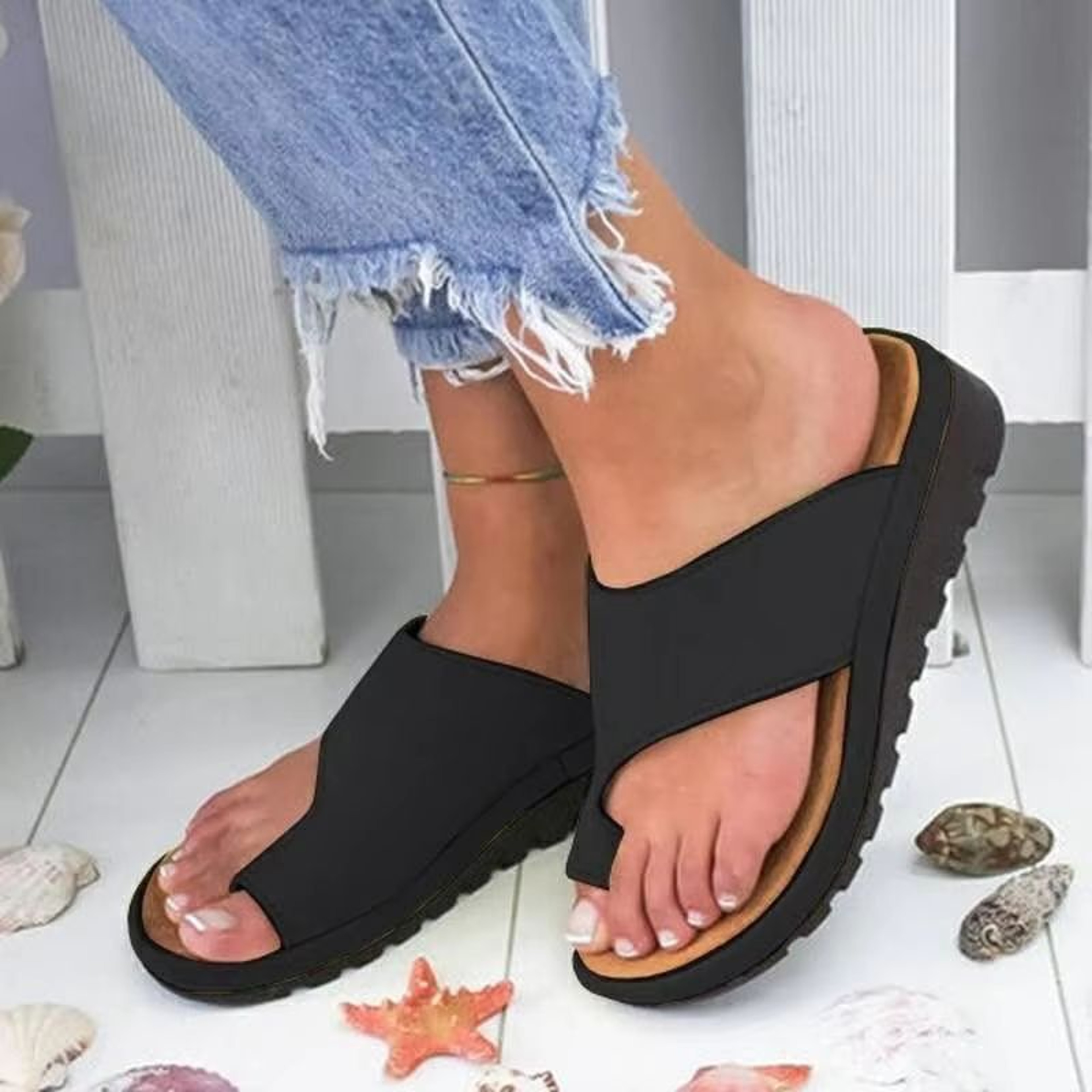 Womens Flat Sole Orthopedic Bunion Friendly Slippers Casual Soft Big Toe Support Sandals 7