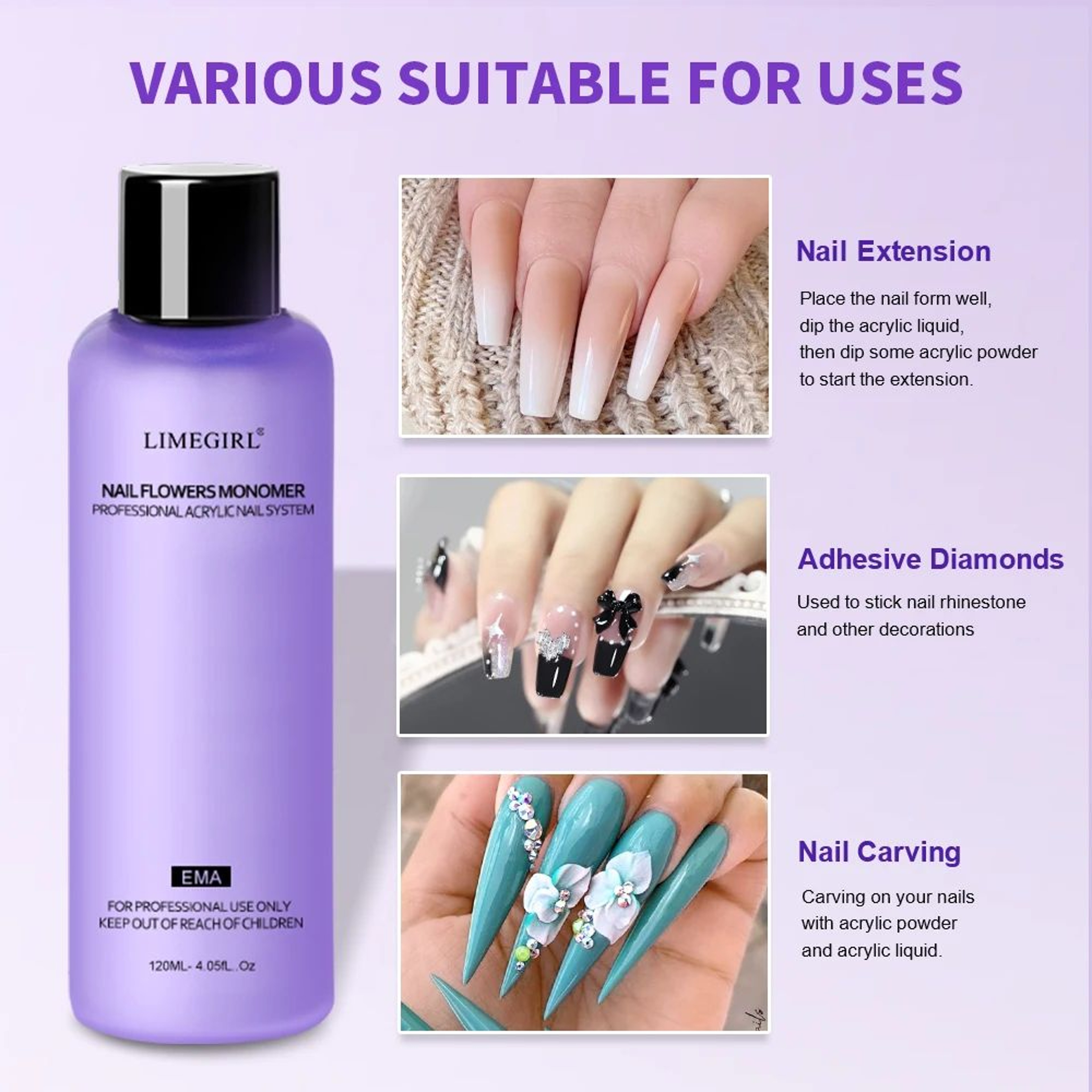 Large Capacity Acrylic Liquid Monomer For DIY Nail Art And Extensions 4