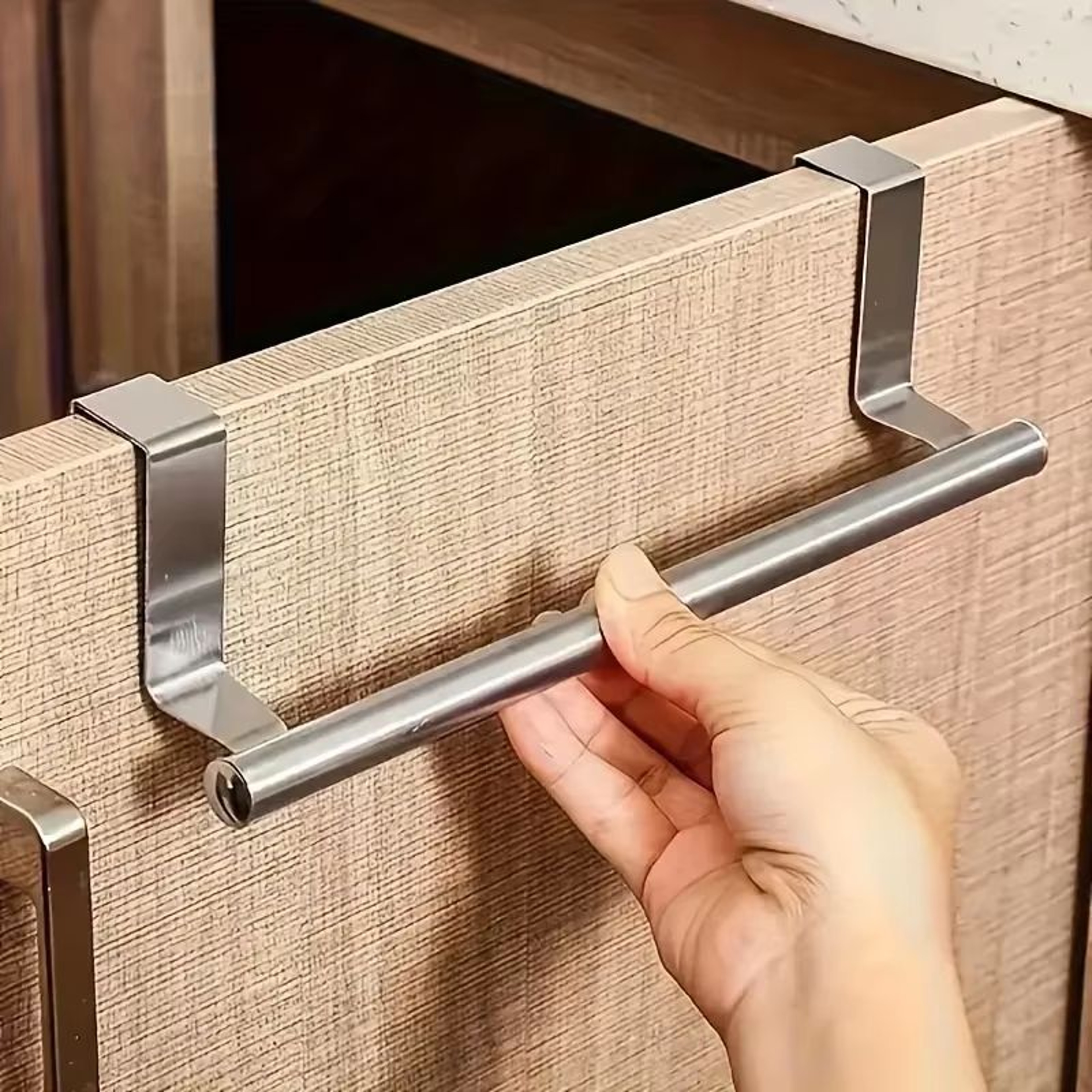 Stainless Steel OverDoor Towel Rack NoDrill Hanging Bar For Bathroom And Kitchen 0