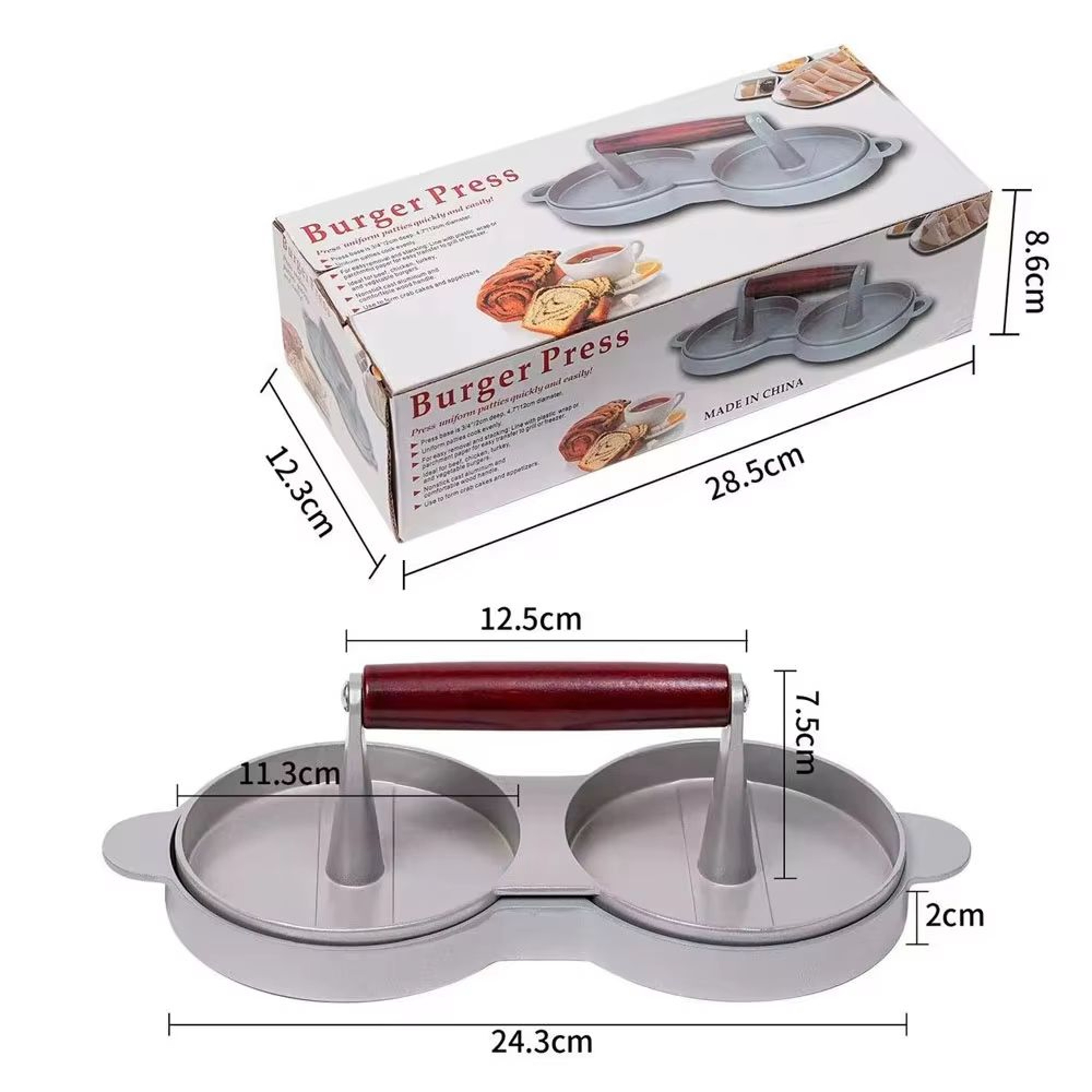 Aluminum Burger Press Patty Maker For Kitchen And BBQ Grill 8