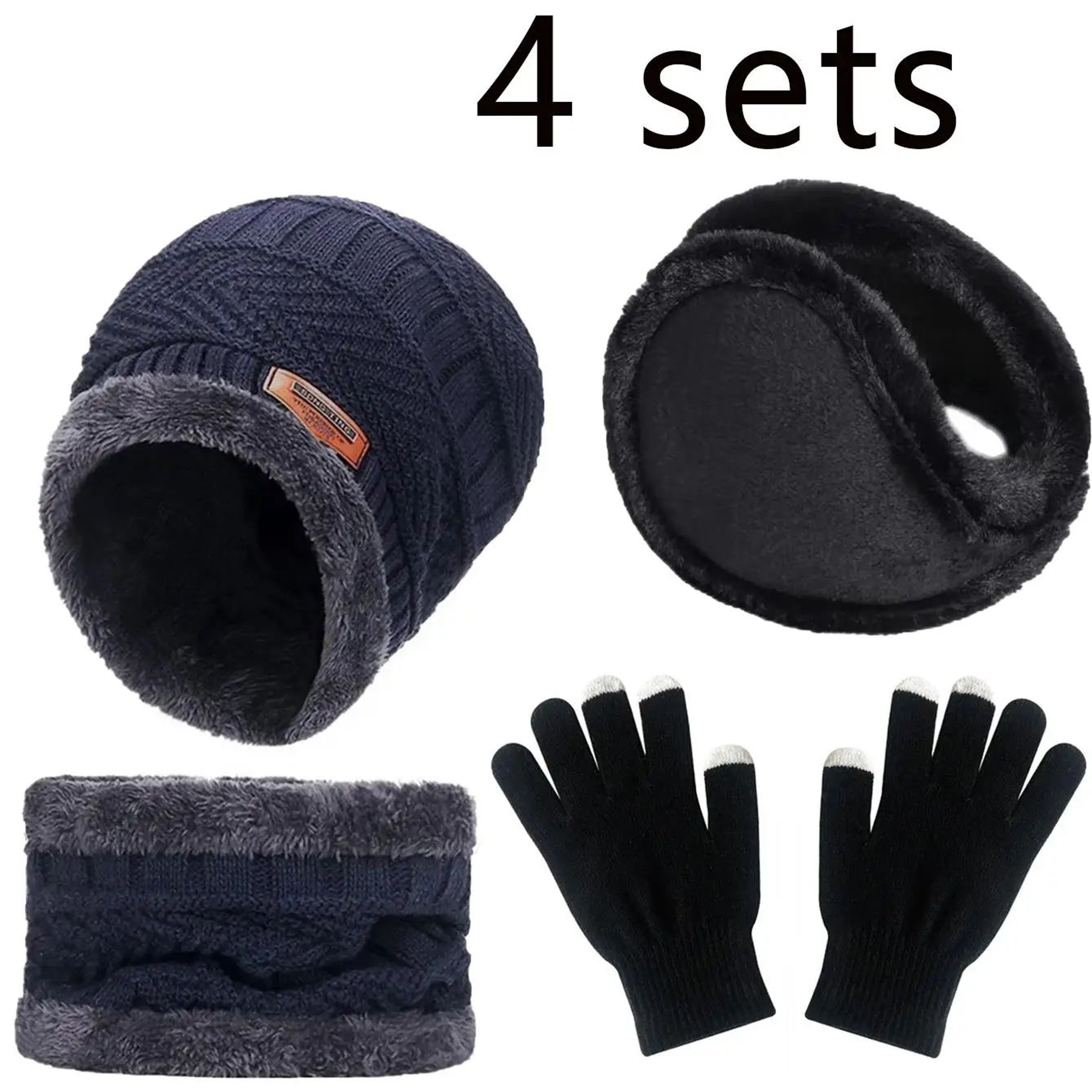 Winter Warm Velvet Hat Scarf And Gloves Set 24pcs For Men And Women 4
