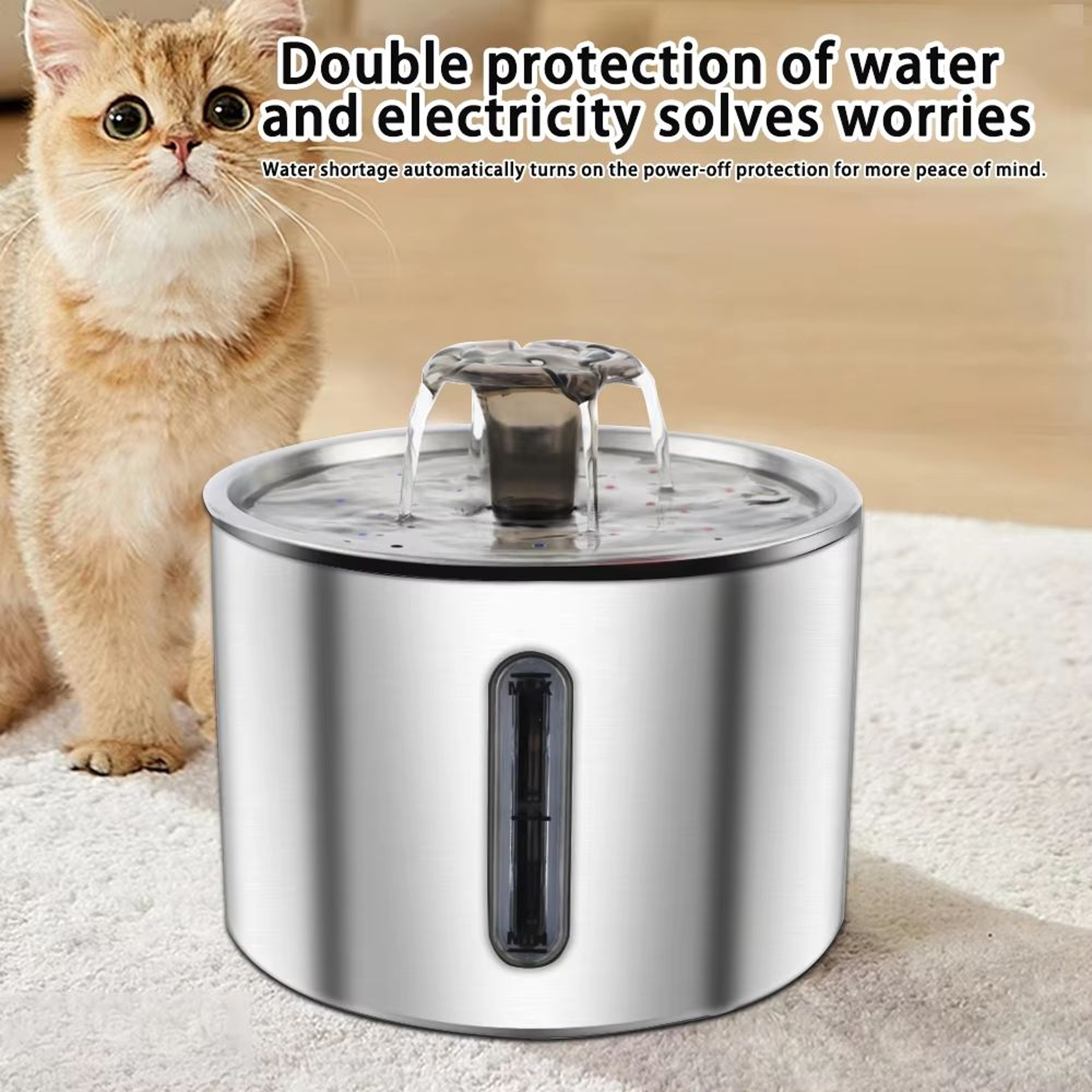 Stainless Steel Automatic Cat Water Fountain 8454 Fl Oz Pet Hydration Dispenser 0