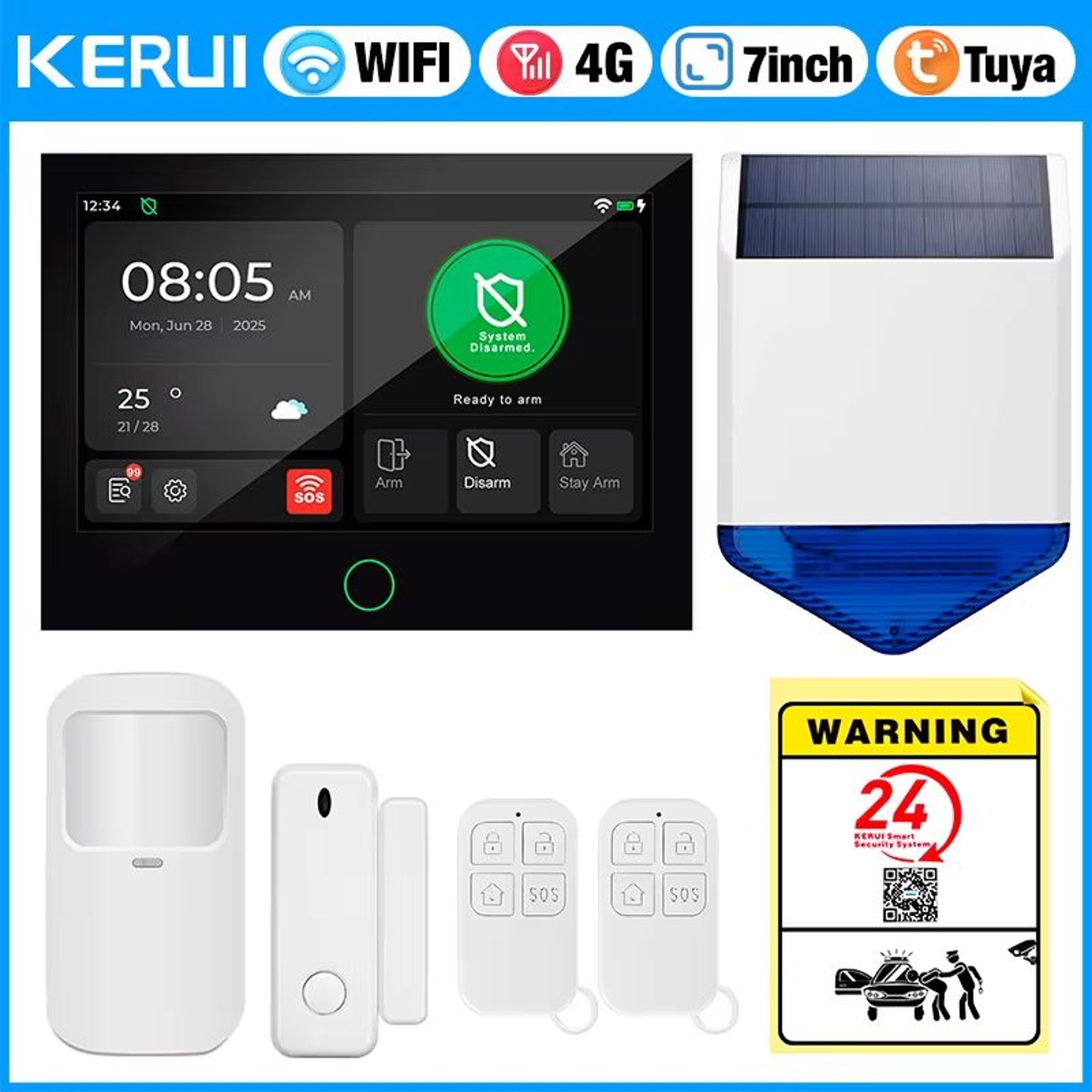 KERUI 4G  WiFi Smart Home Alarm System With 7Inch IPS Touch Screen Panel 11
