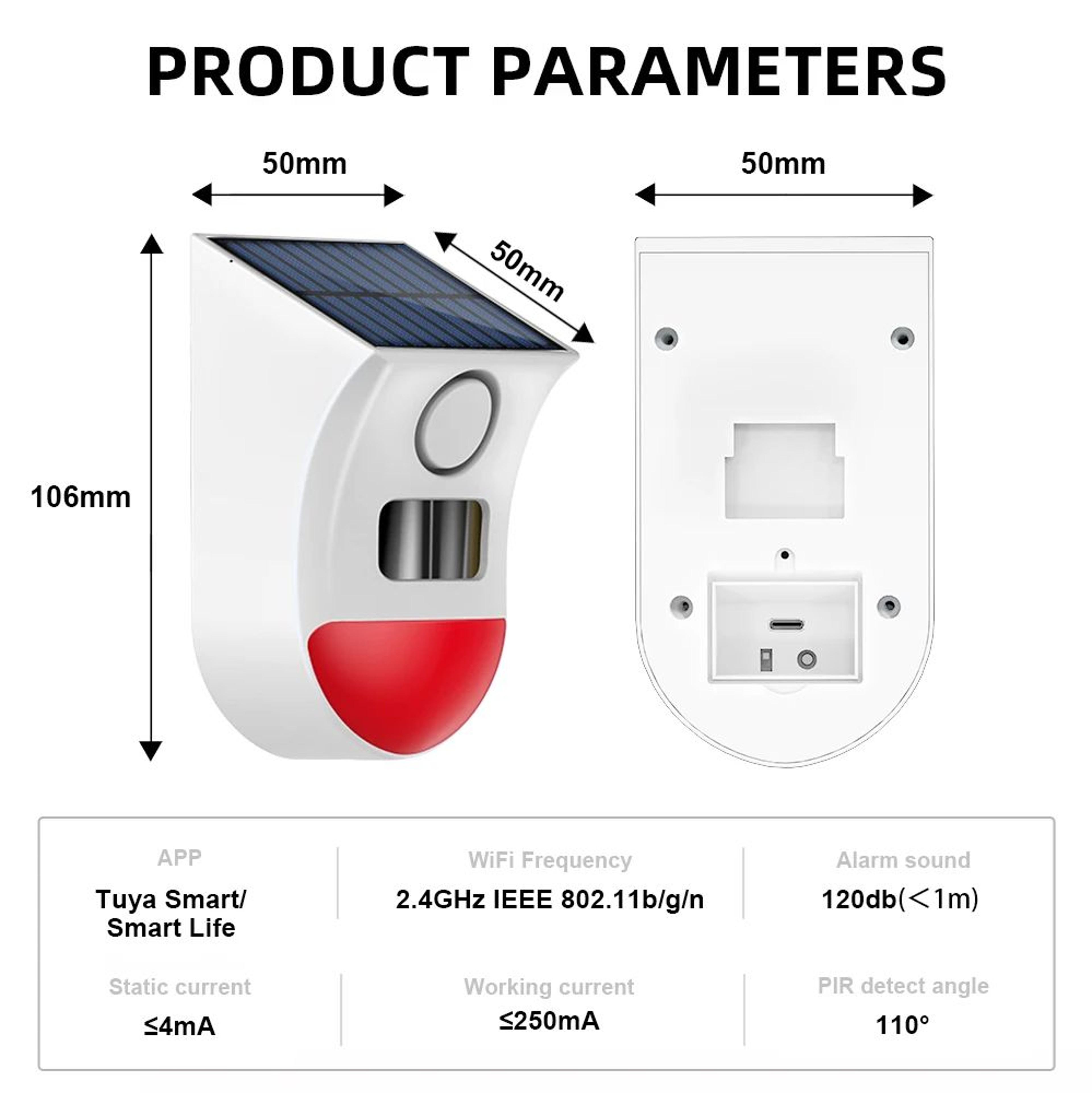 Solar PIR Outdoor WiFi Alarm With Tuya App Control Wireless Siren And Waterproof Strobe 5