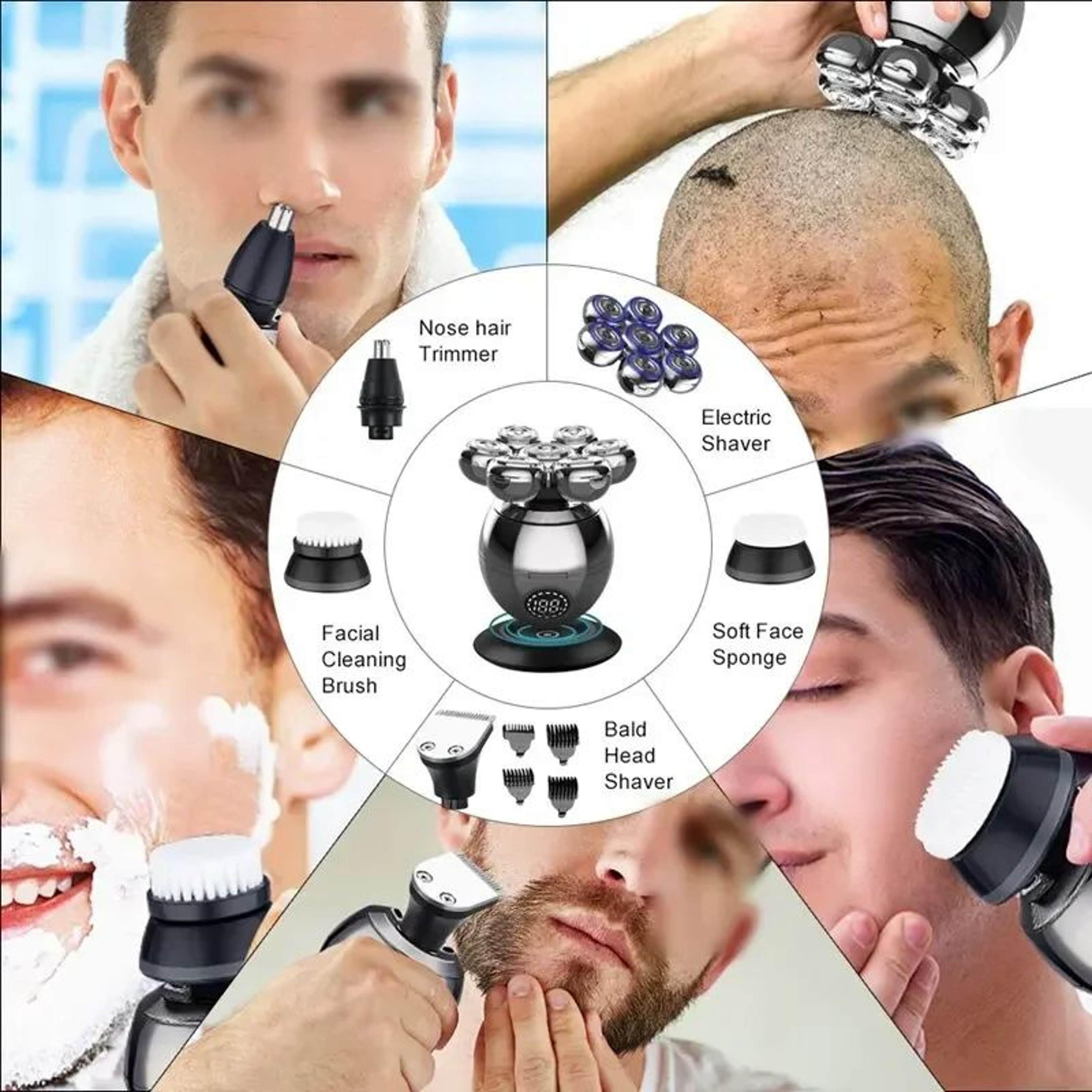7D Floating Cutter Electric Shaver For Men  Portable Waterproof Beard And Head Trimmer 5