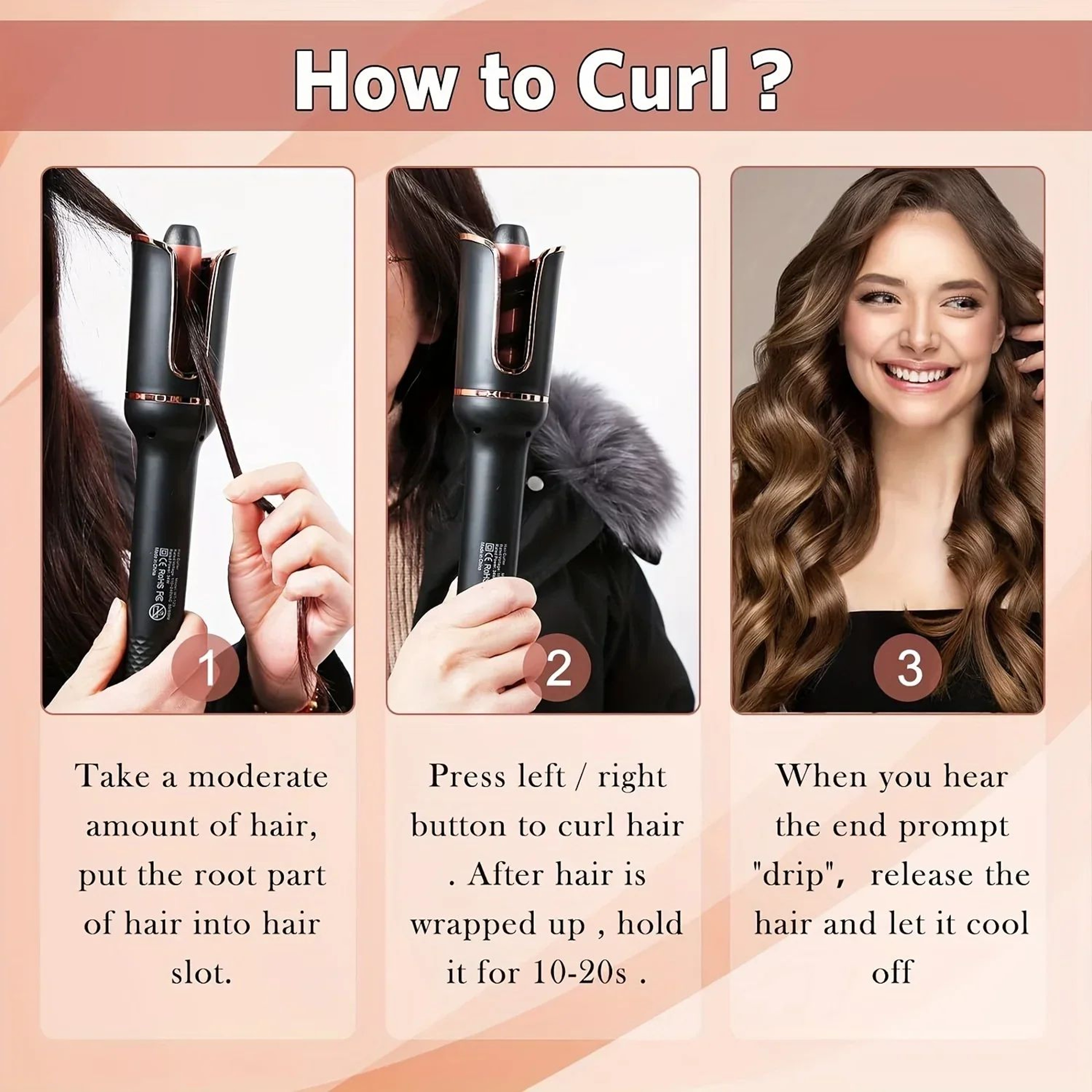 TINSOL Professional Ceramic AutoRotating Air Curling Iron For Effortless Styling 5