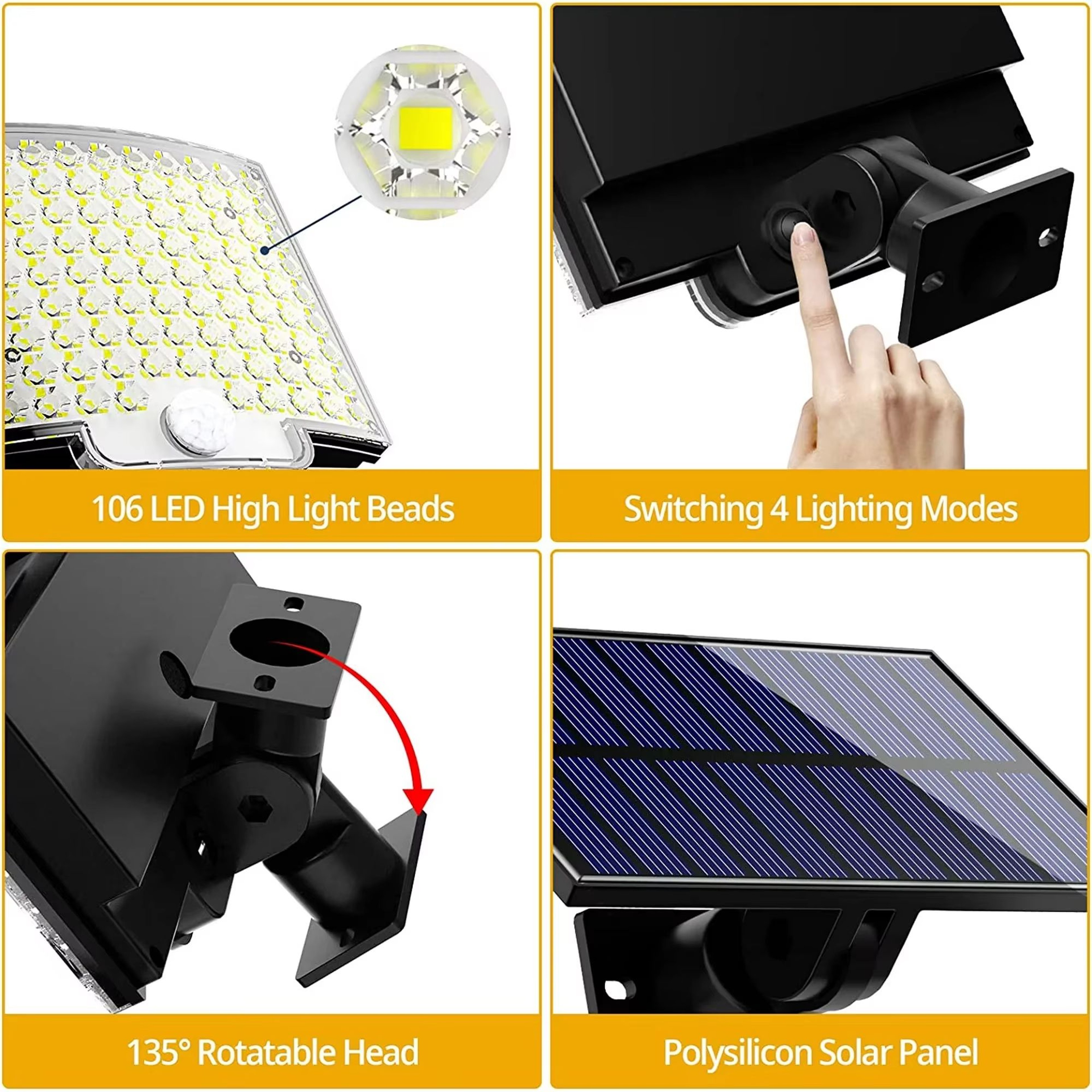 Solar LED Motion Sensor Outdoor Flood Light  Wireless Waterproof Security Light For Patio Garage Po 2