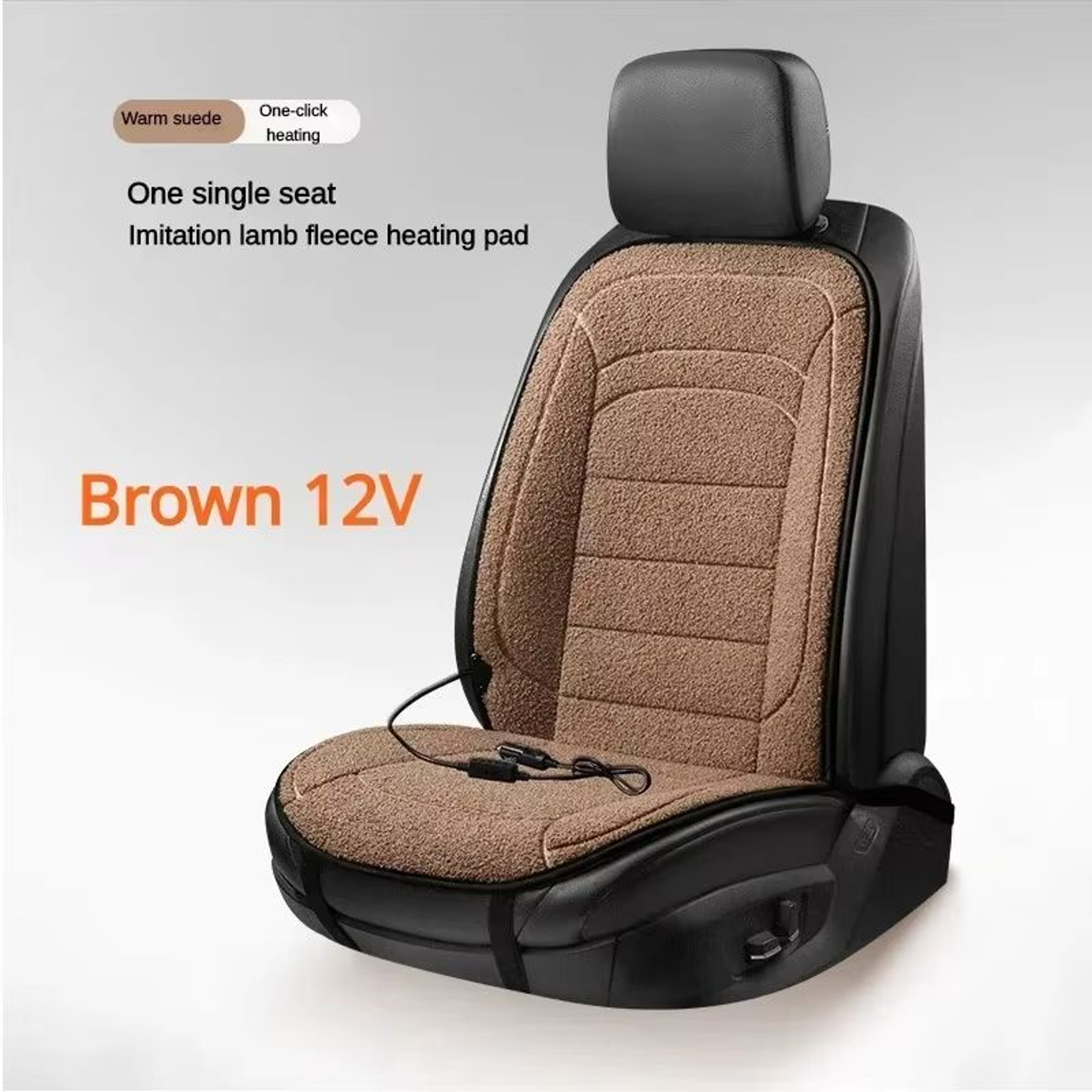 TINSOL 12V Heated Car Seat Cover  Winter Heated Cushion For Back  Seat 10
