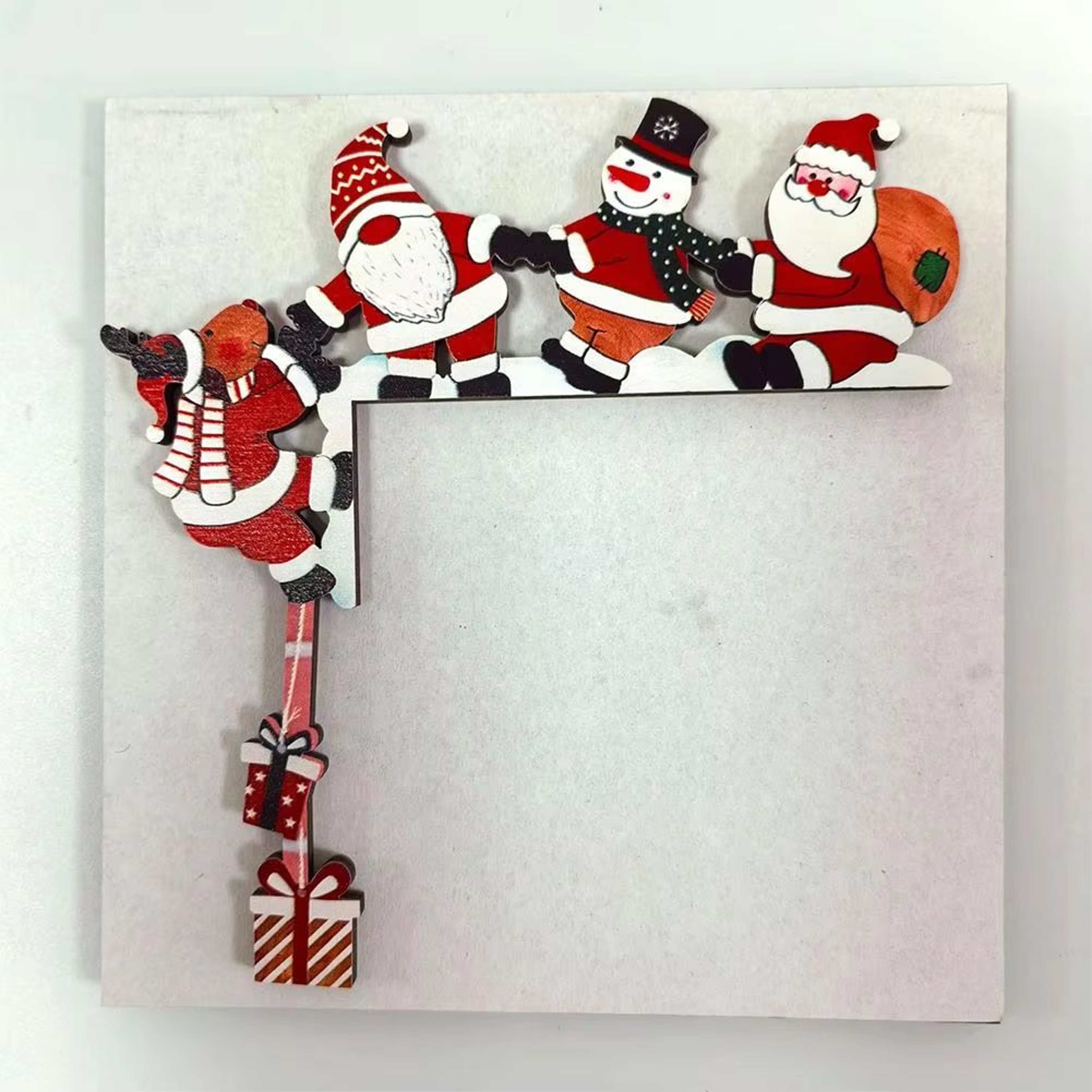 TINSOL Christmas Door Corner Decor  Santa Snowman  Reindeer Wooden Frame Ornament 4