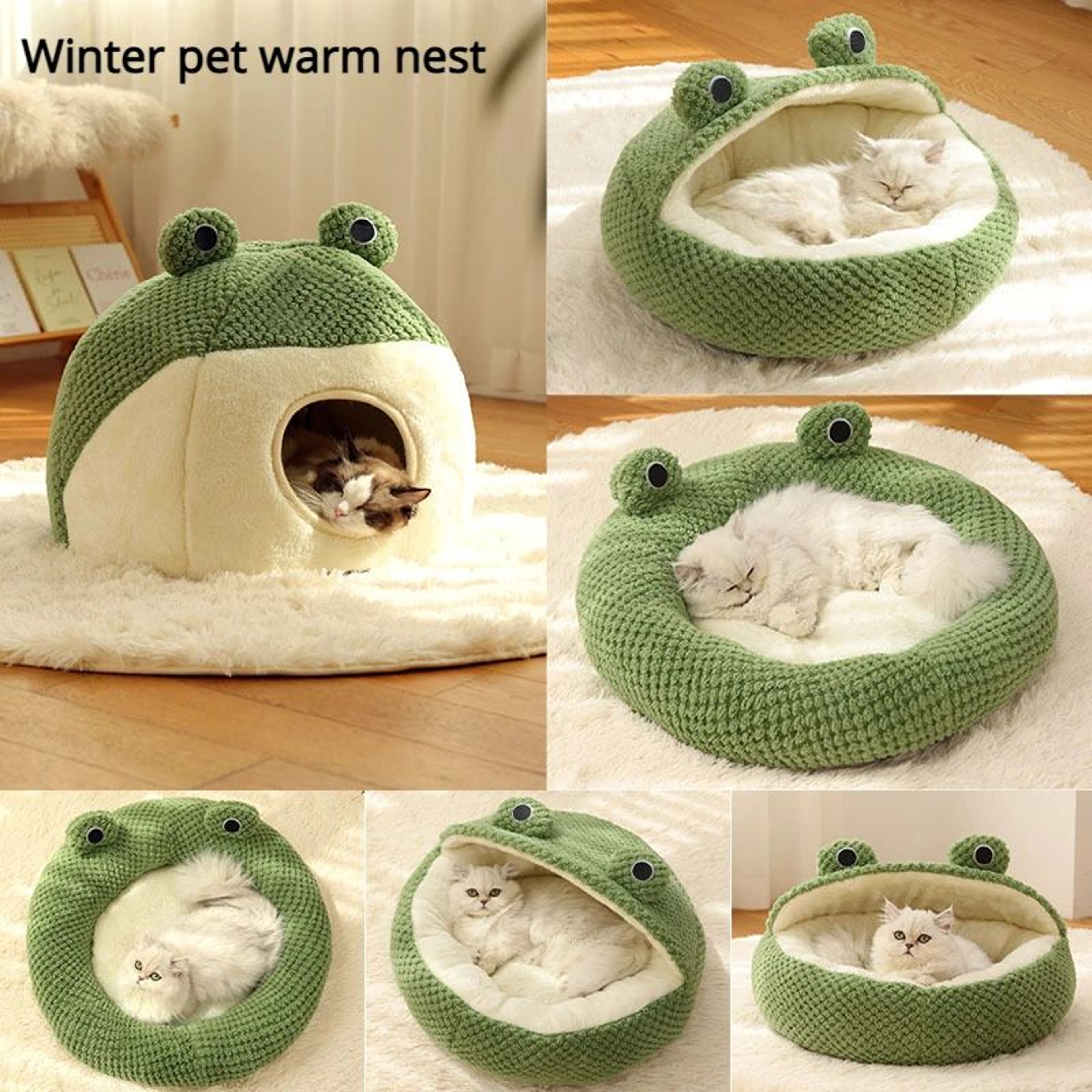 Plush Frog Shaped Winter Warm Pet Nest For Small Dogs And Cats 0