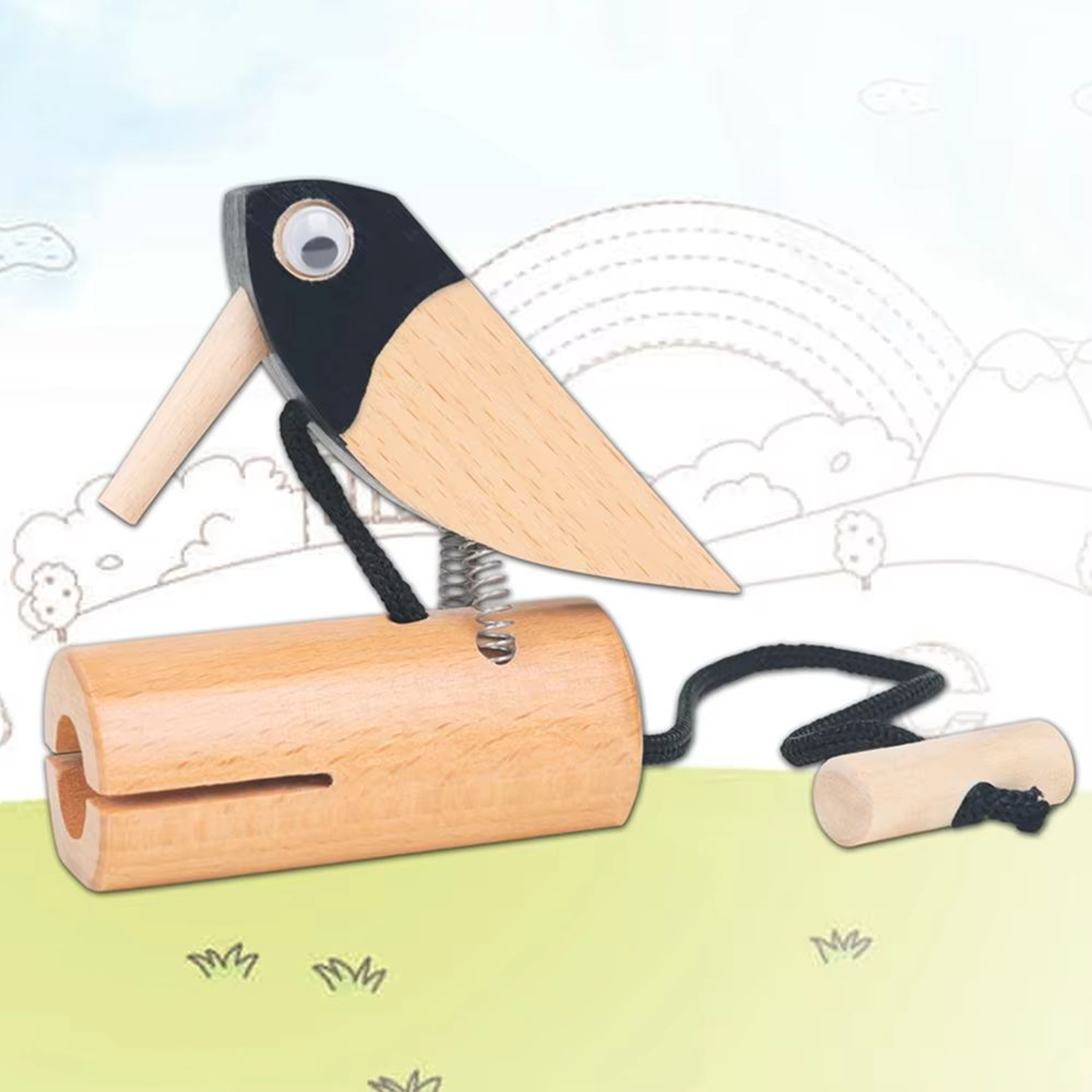 Orff Early Childhood Musical Sound Toy Woodpecker Instrument For Kids 0