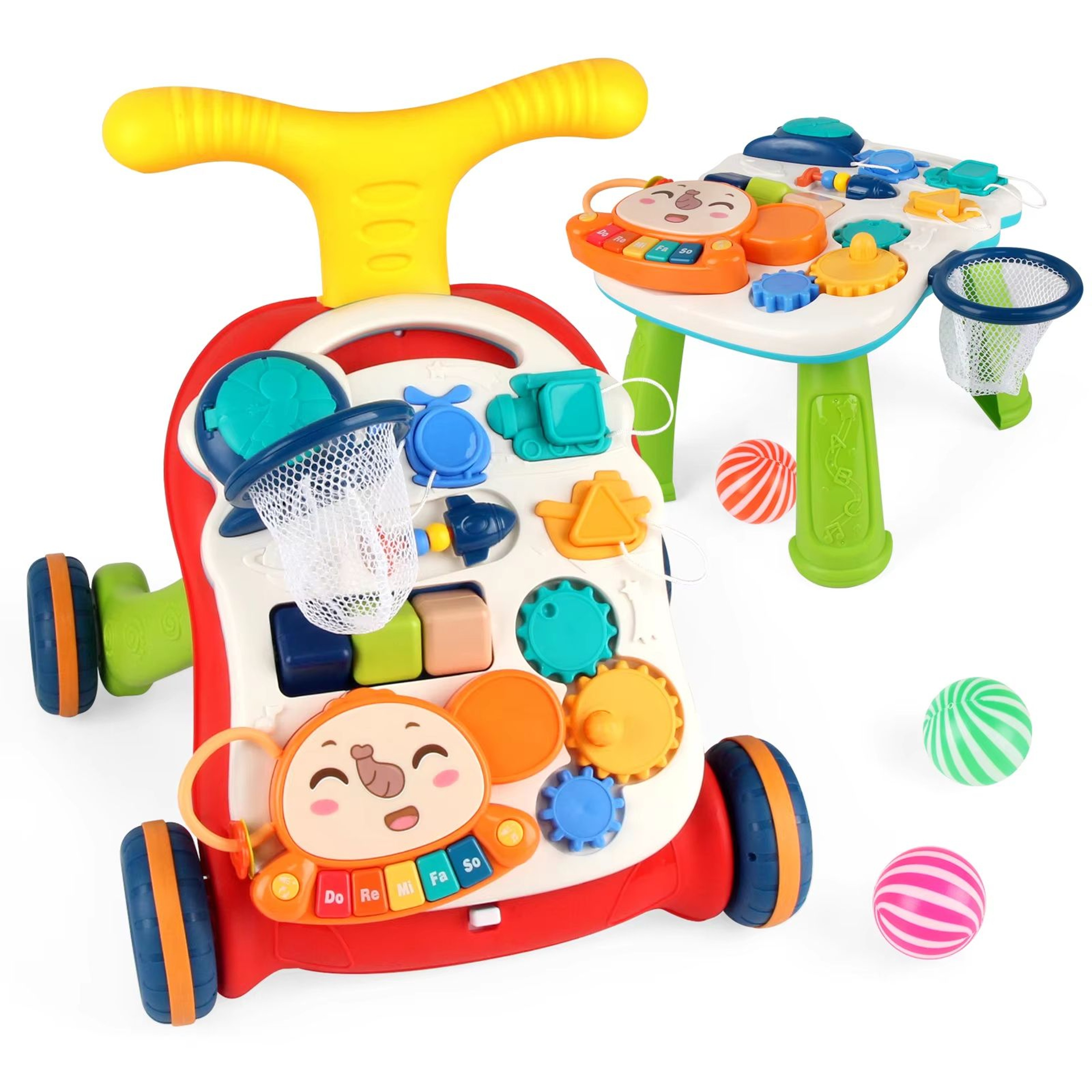 Multifunction Baby Cartoon Push Walker Toy With Music And Drawing Board 9