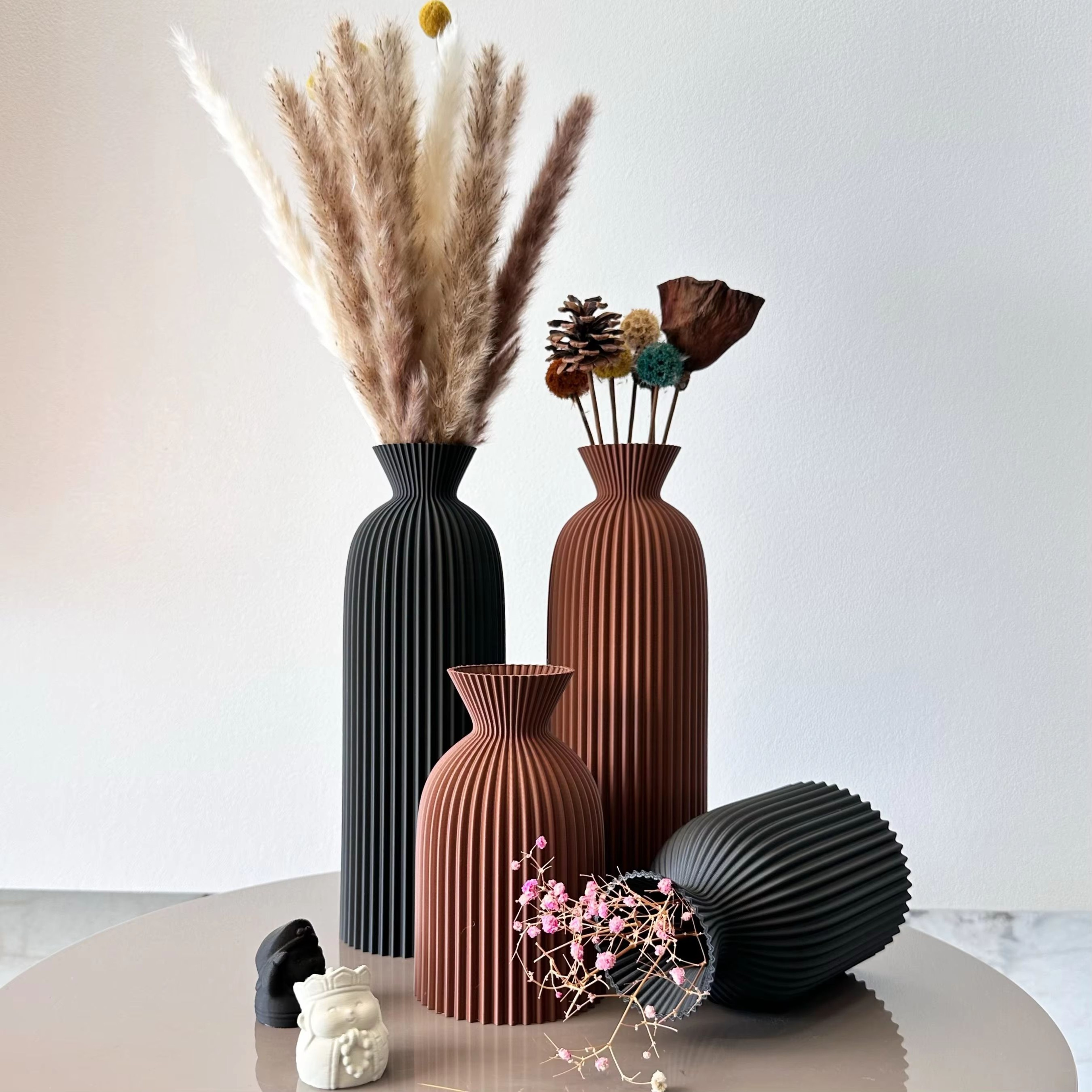 2Piece Wavy Pattern Art Dry Vases Decorative Home Desktop Ornament 5