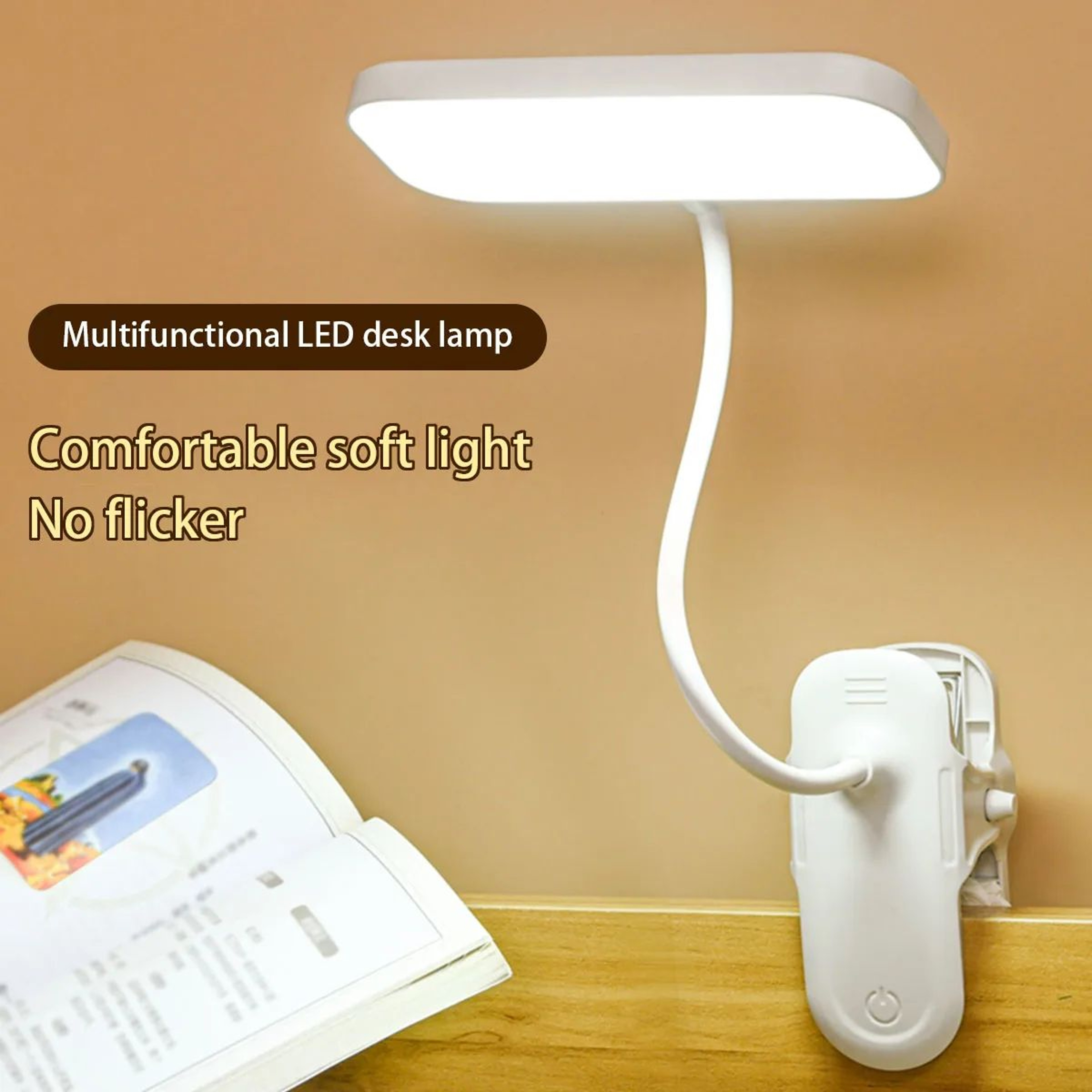 Portable Rechargeable LED Clip Lamp 3Mode Touch Desk Light 0