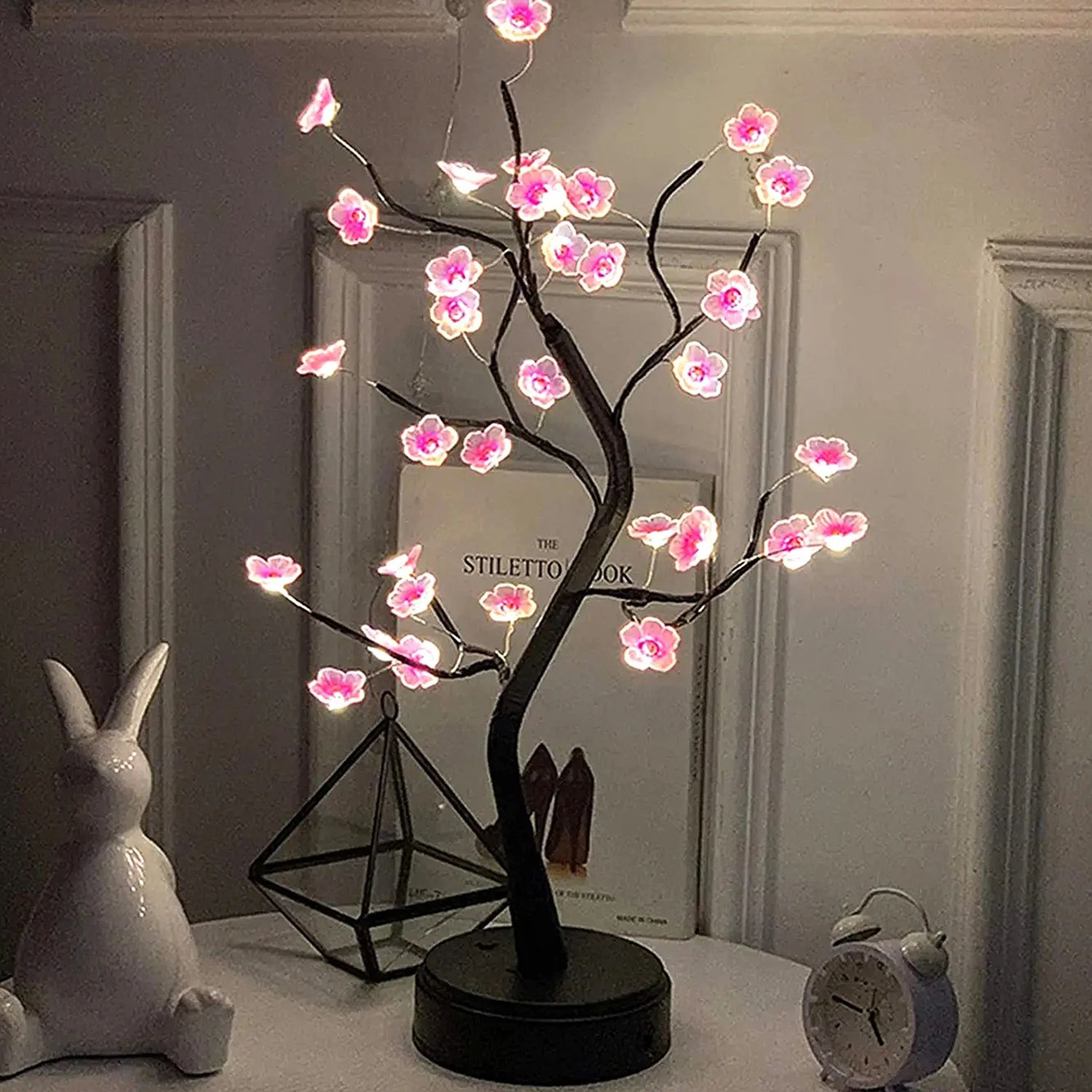 Cherry Blossom Bonsai LED Tree Lamp Touch Switch USB Or Battery Powered Table Decor Light 0