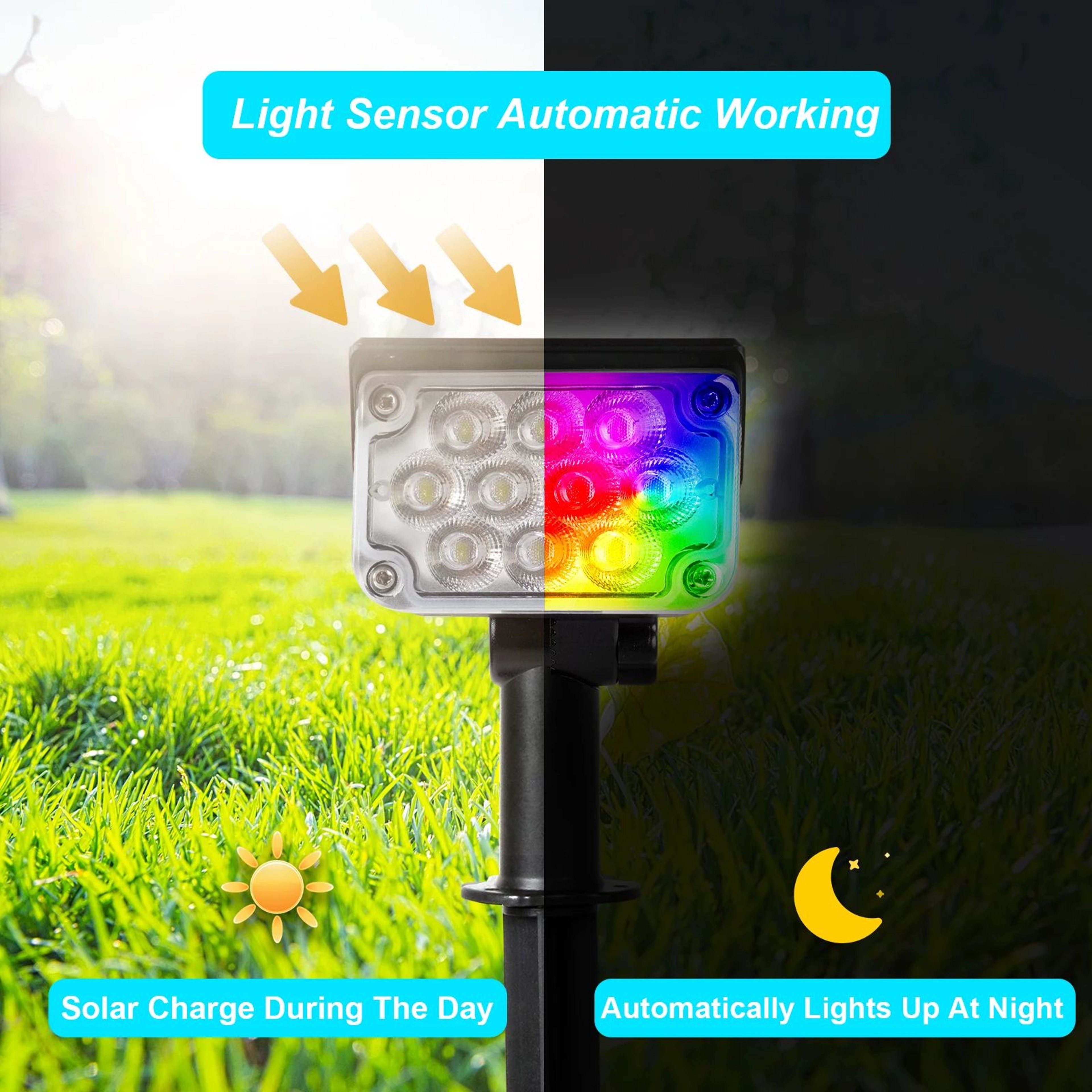 Solar Garden Spotlight Adjustable Light Temperature Super Bright Outdoor Solar Lamp 2
