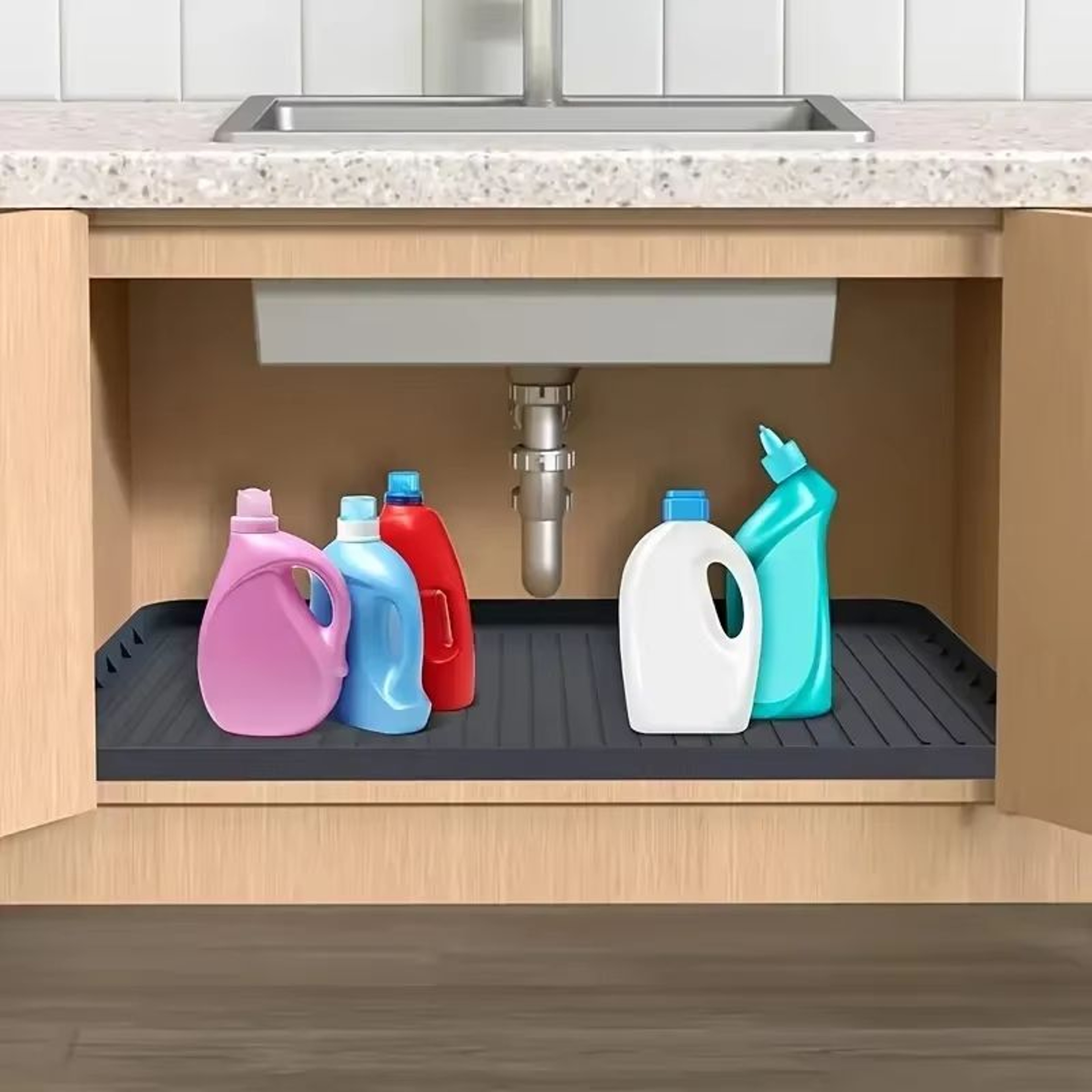 Waterproof Under Sink Mat Silicone Drip Tray Liner For Kitchen And Bathroom Cabinets 1