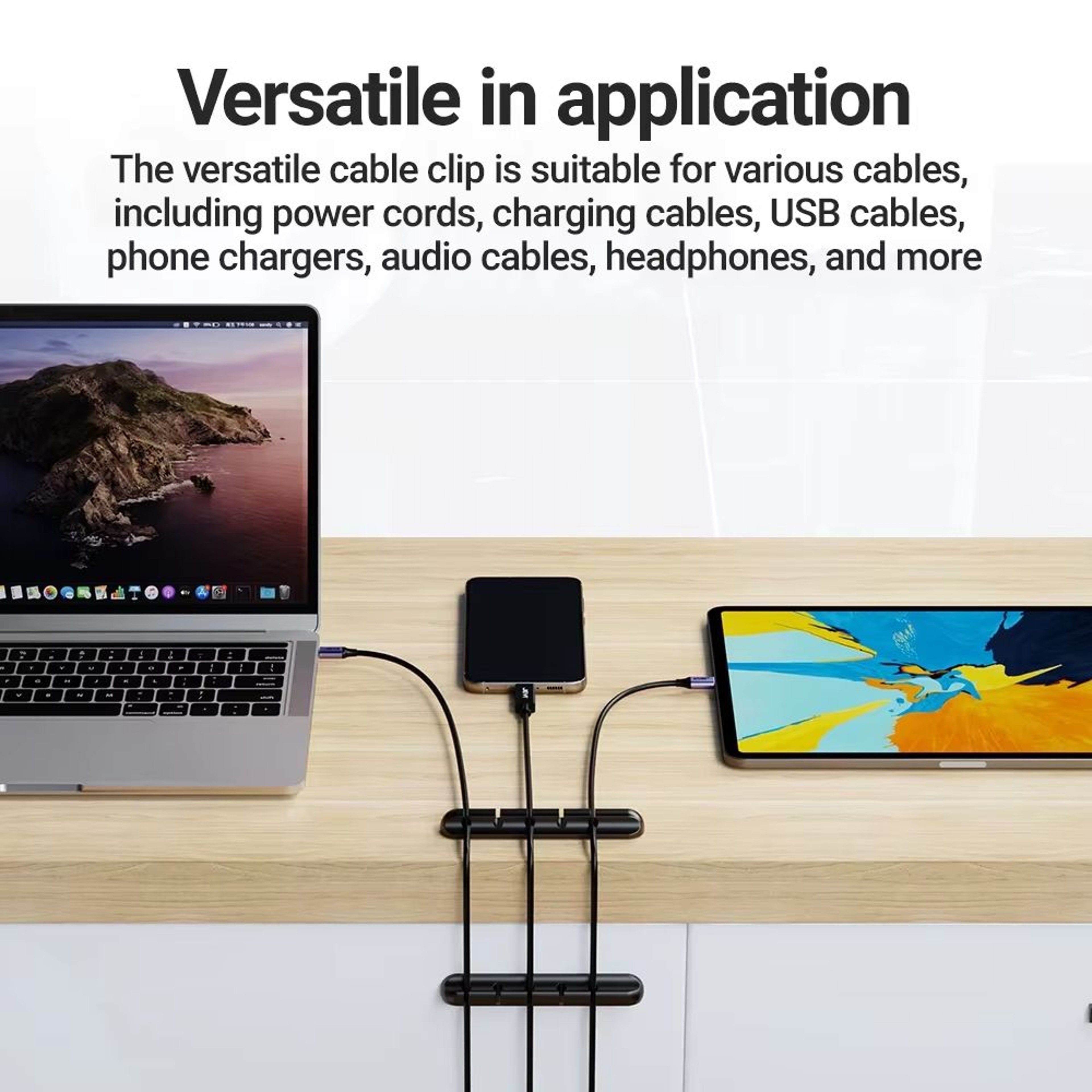 Adhesive Cable Management Clips For Desktop And Nightstand Organization 5