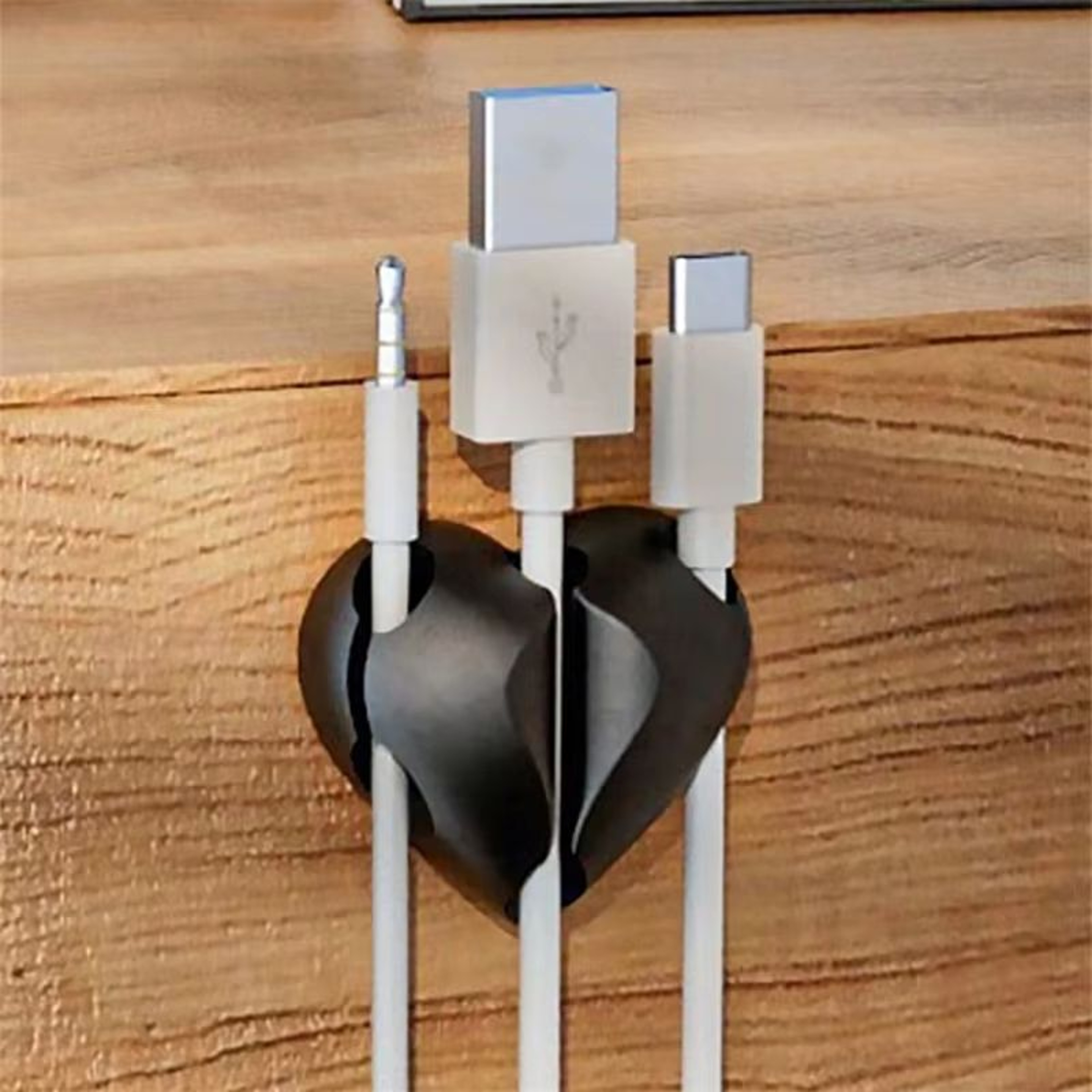 Heart Shaped Mini Cable Winder Organizer 2 Pack Adhesive Cord Holder For Desk Car And Home 2