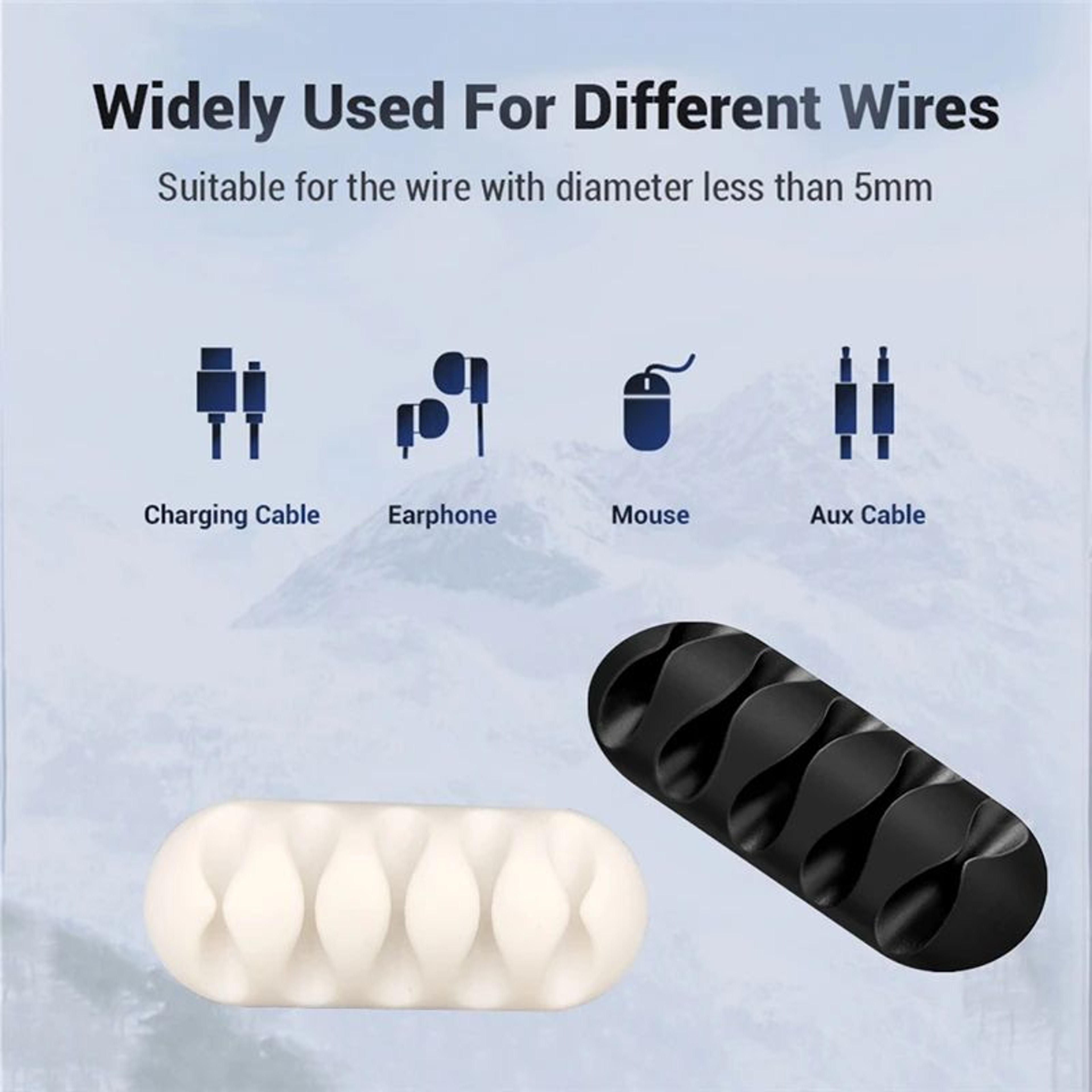 Silicone USB Cable Clip Winder Organizer With Adhesive For Desk And Home Office 4