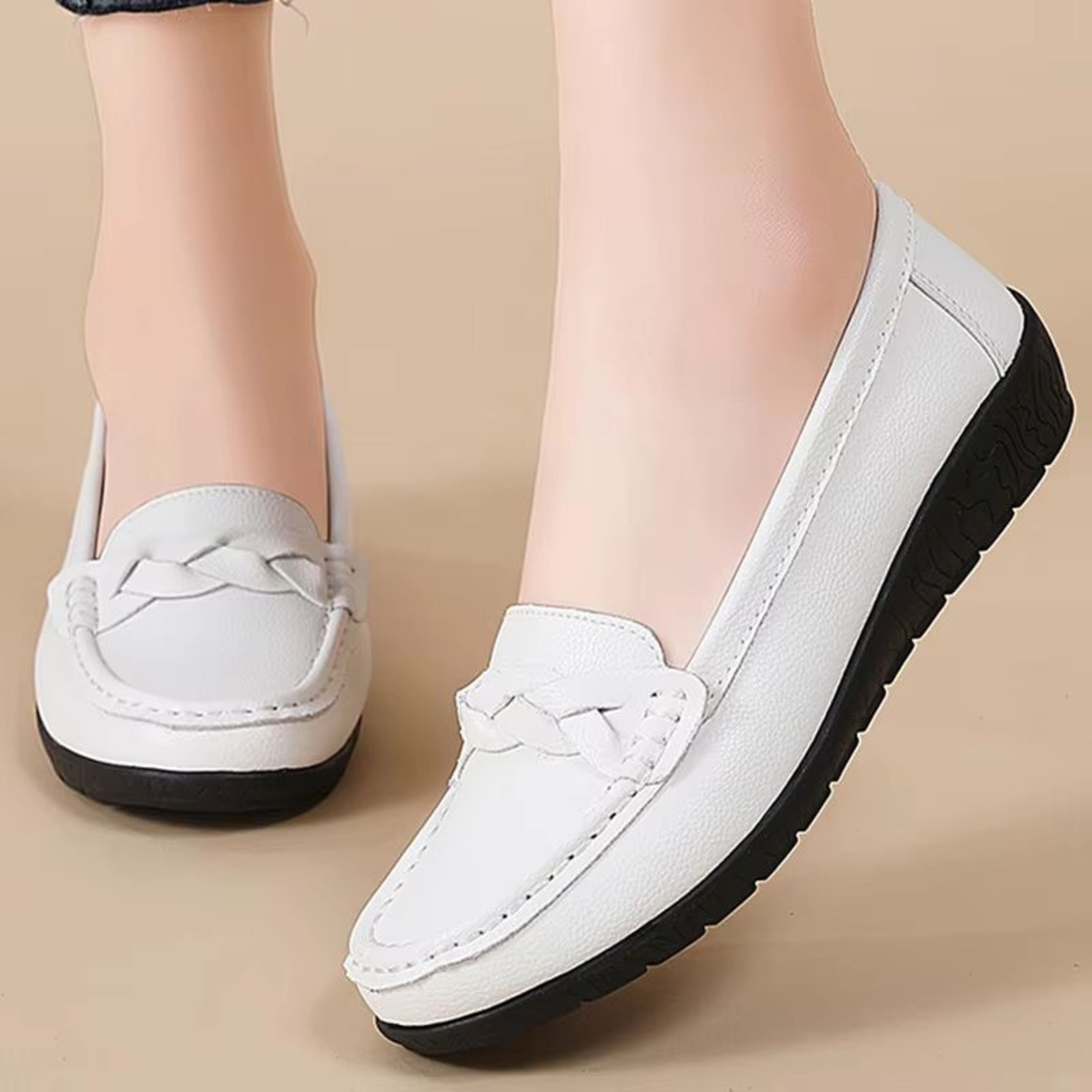 Womens Leather Loafers Soft Slip On Flats For Casual Work And Everyday Wear 3