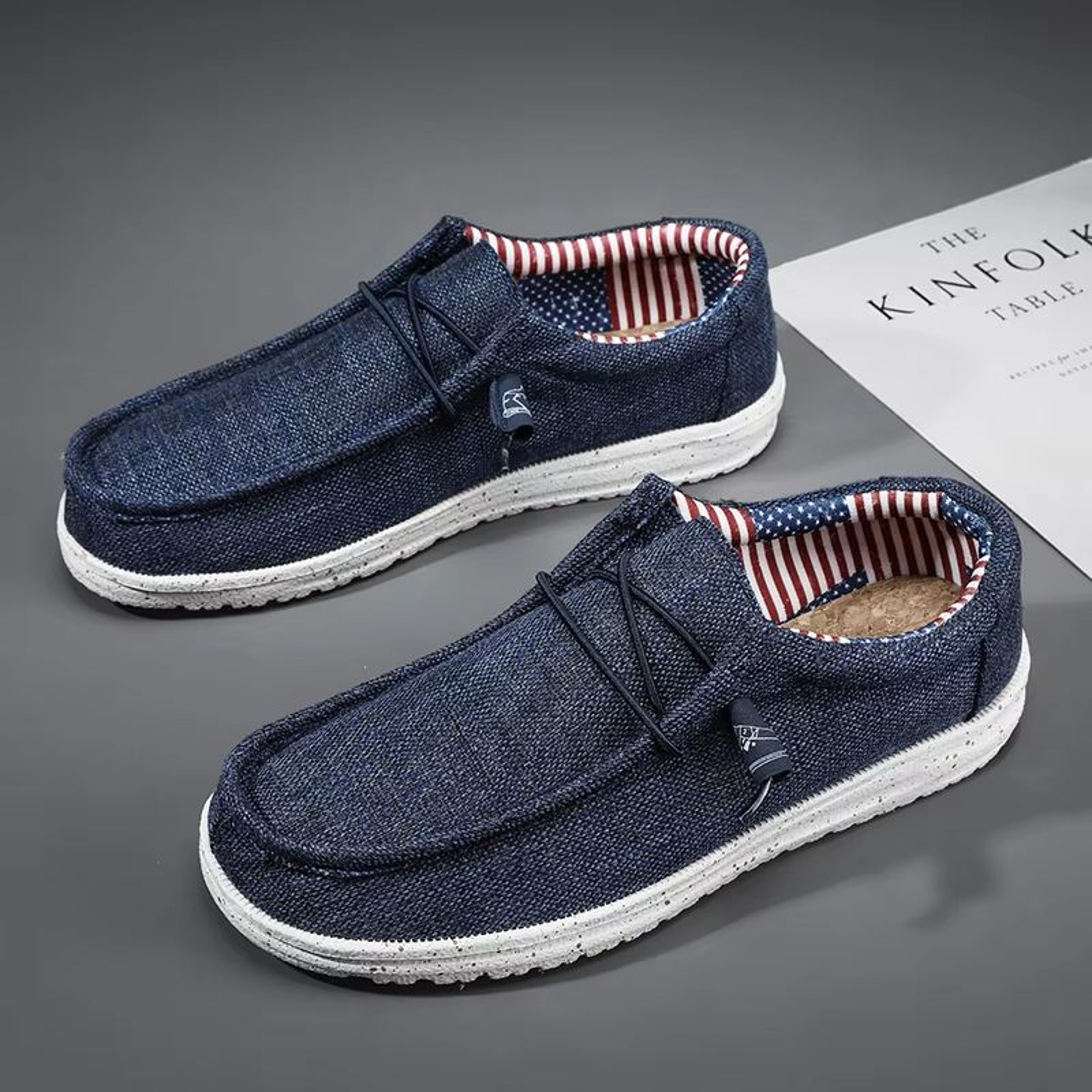 Mens Canvas Loafers Lightweight Breathable Slip On Walking Shoes Vulcanized Flats 9