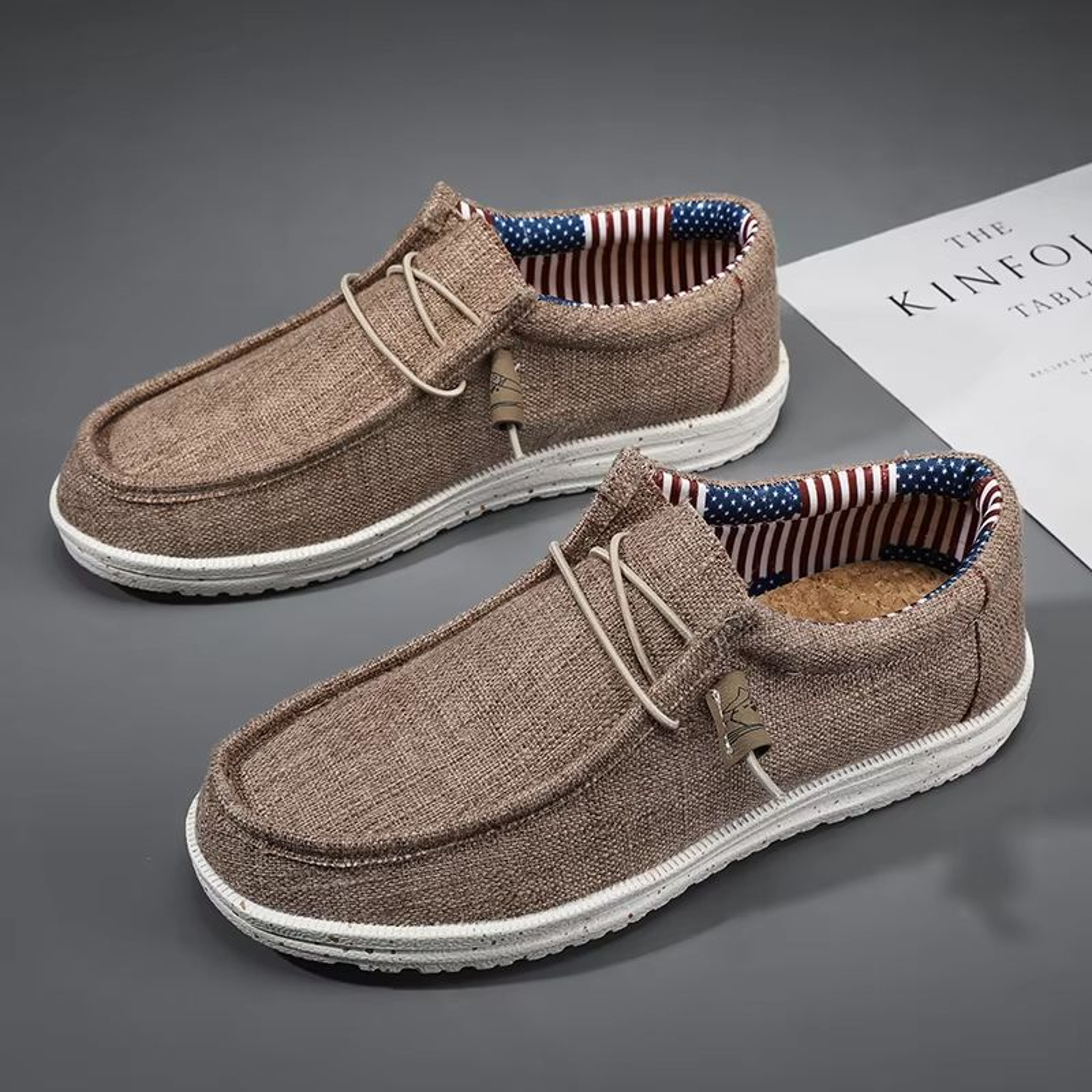 Mens Canvas Loafers Lightweight Breathable Slip On Walking Shoes Vulcanized Flats 7