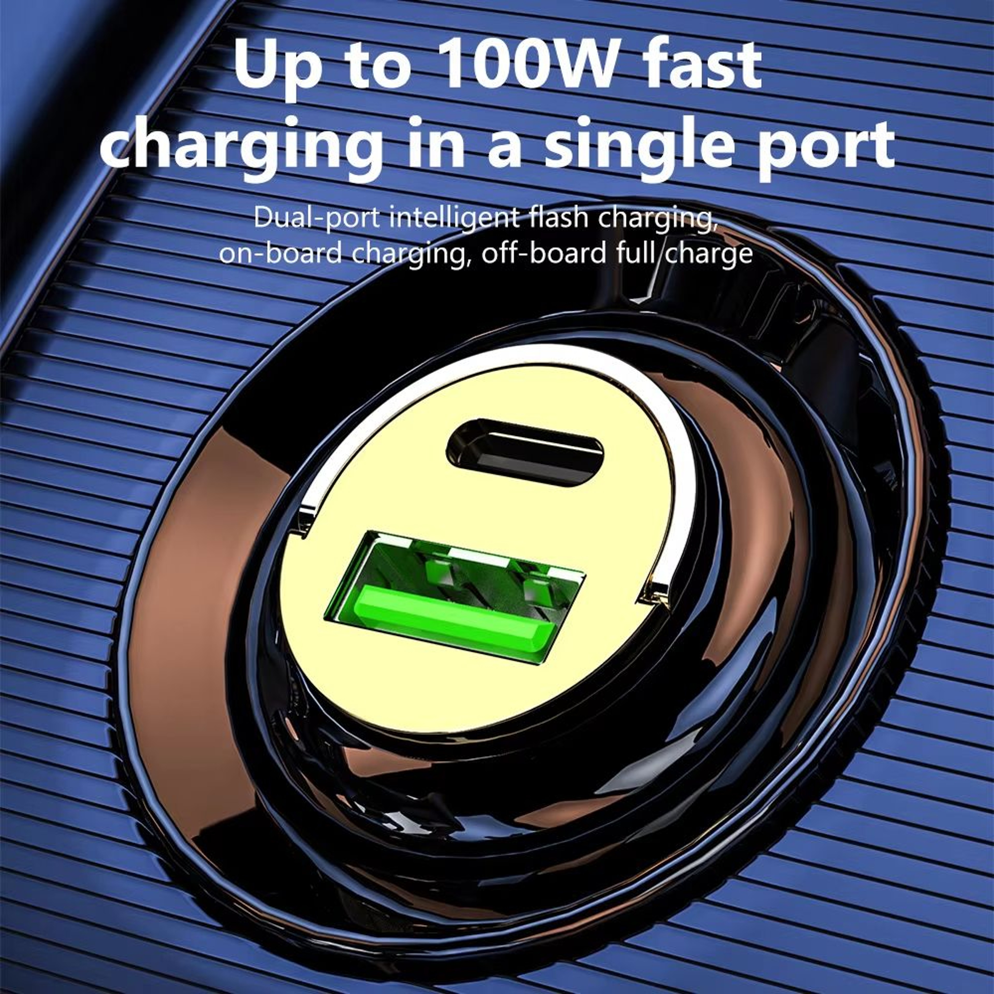 Elough 120W Transparent Fast Car Charger QC30 USB Type C Quick Charge Adapter 2