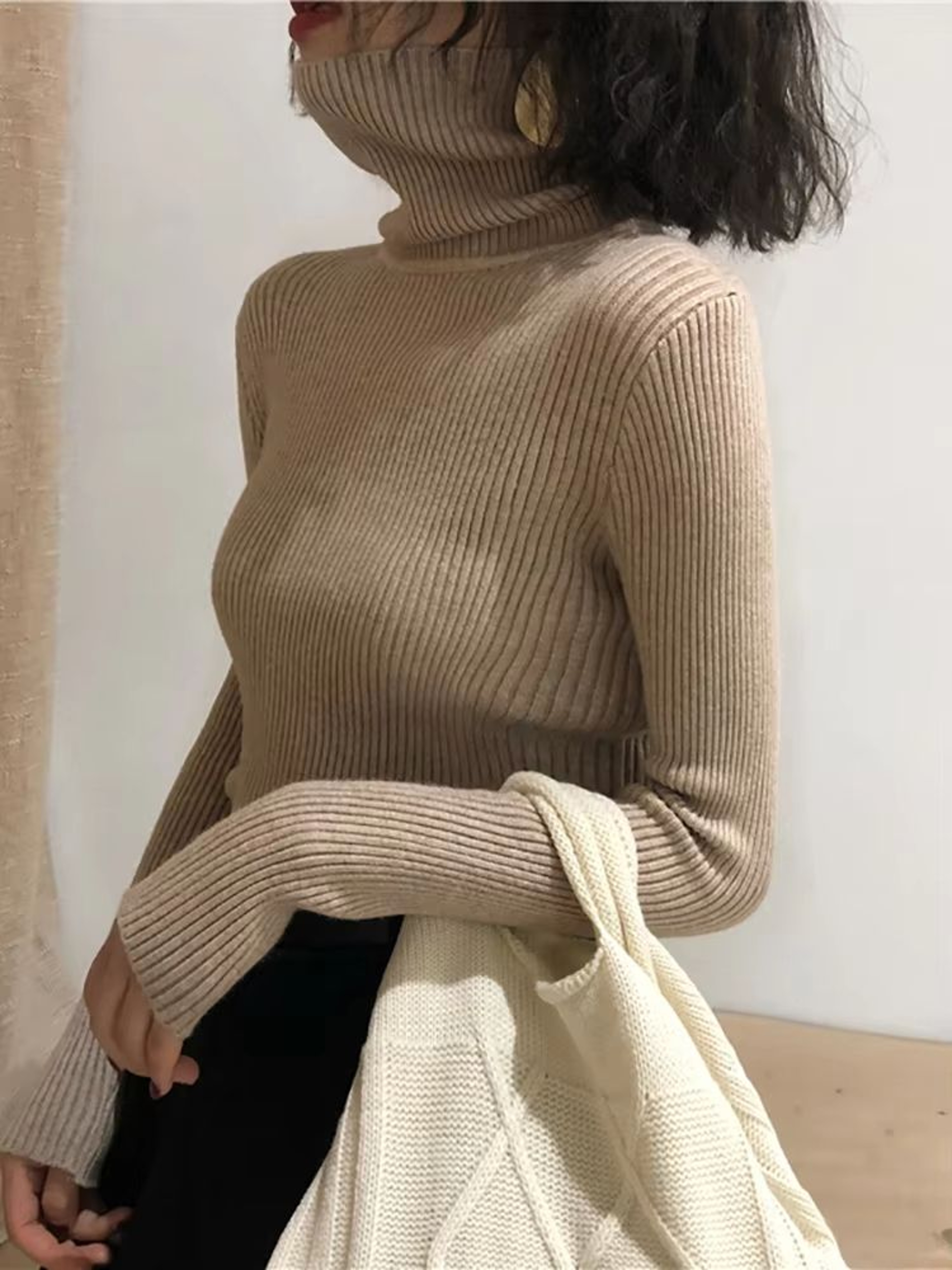 Womens Korean Slim Turtleneck Knitted Sweater For Autumn And Winter 4