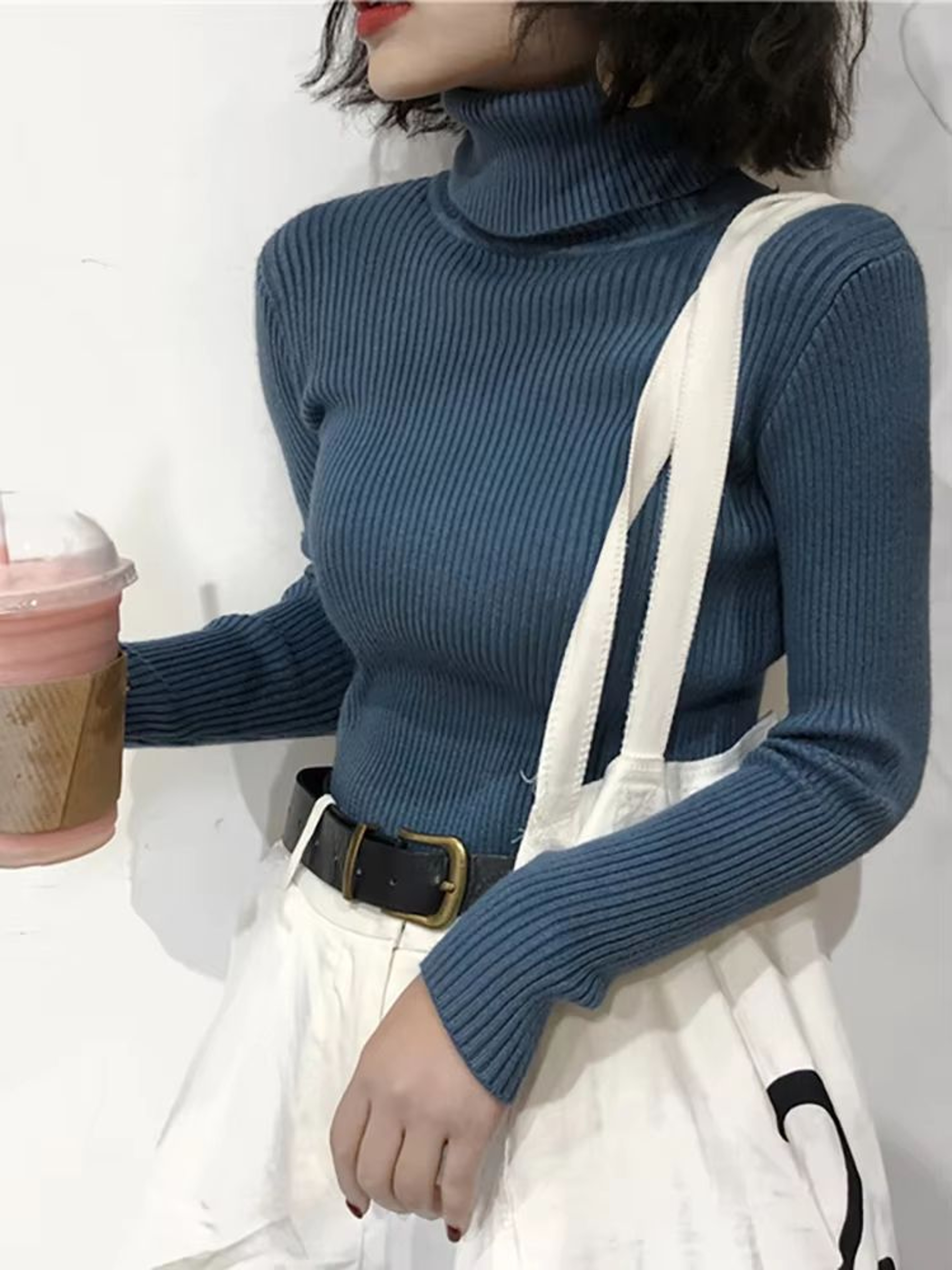Womens Korean Slim Turtleneck Knitted Sweater For Autumn And Winter 12