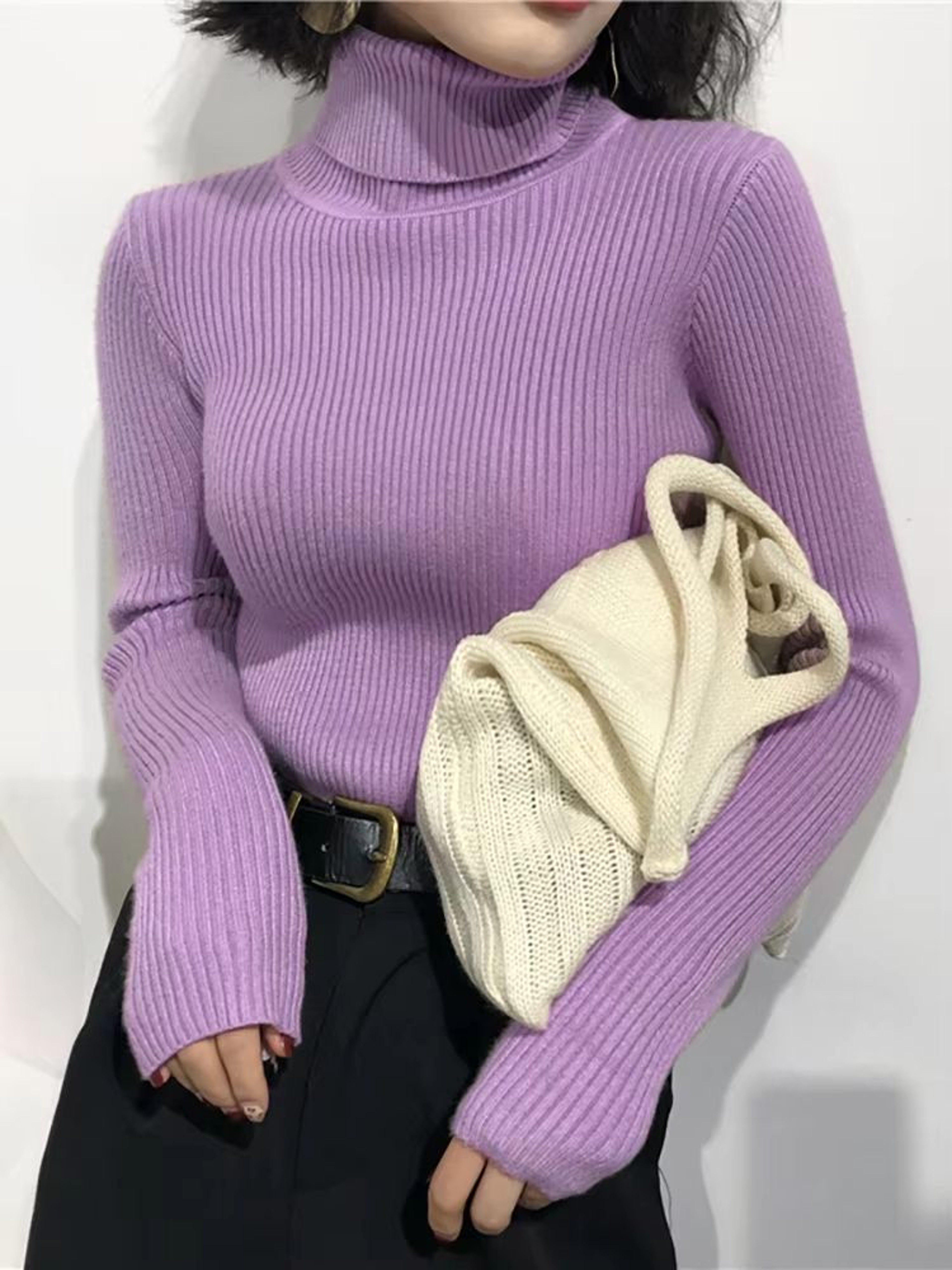 Womens Korean Slim Turtleneck Knitted Sweater For Autumn And Winter 14