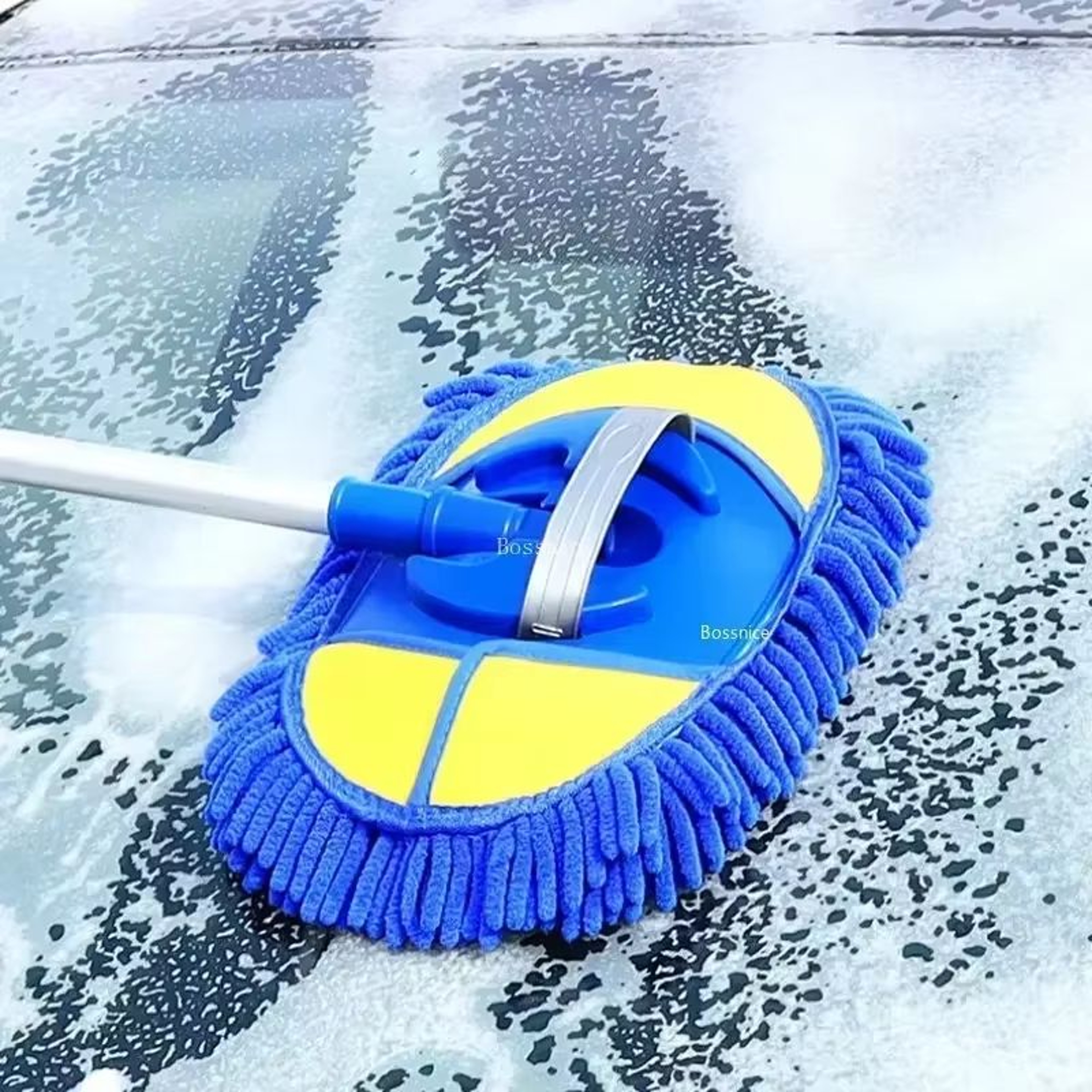 Rotating Telescopic Car Wash Mop Brush Head For Roof And Window Cleaning 7