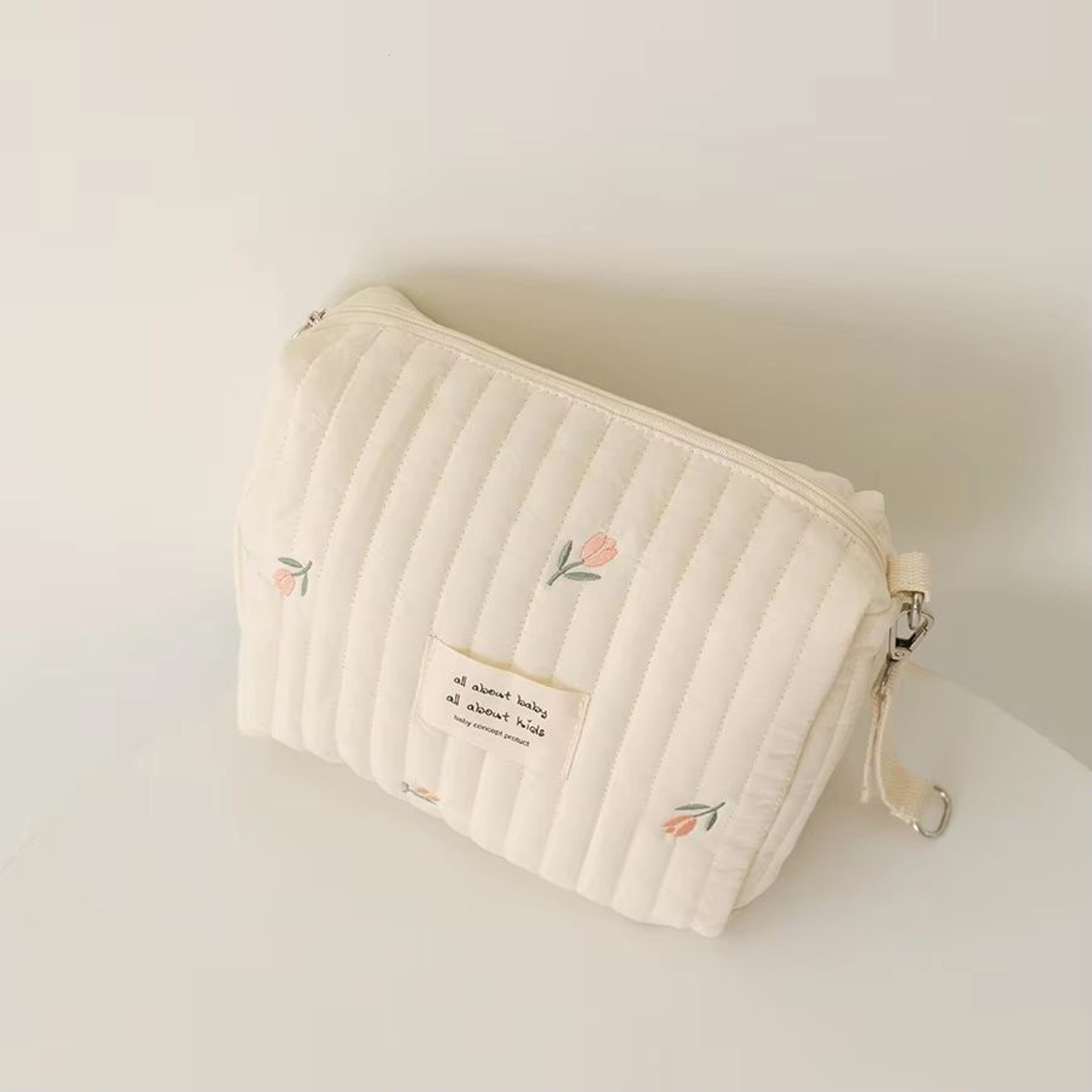 Embroidered Mommy Diaper Bag With Zipper And Stroller Storage Pouches 7