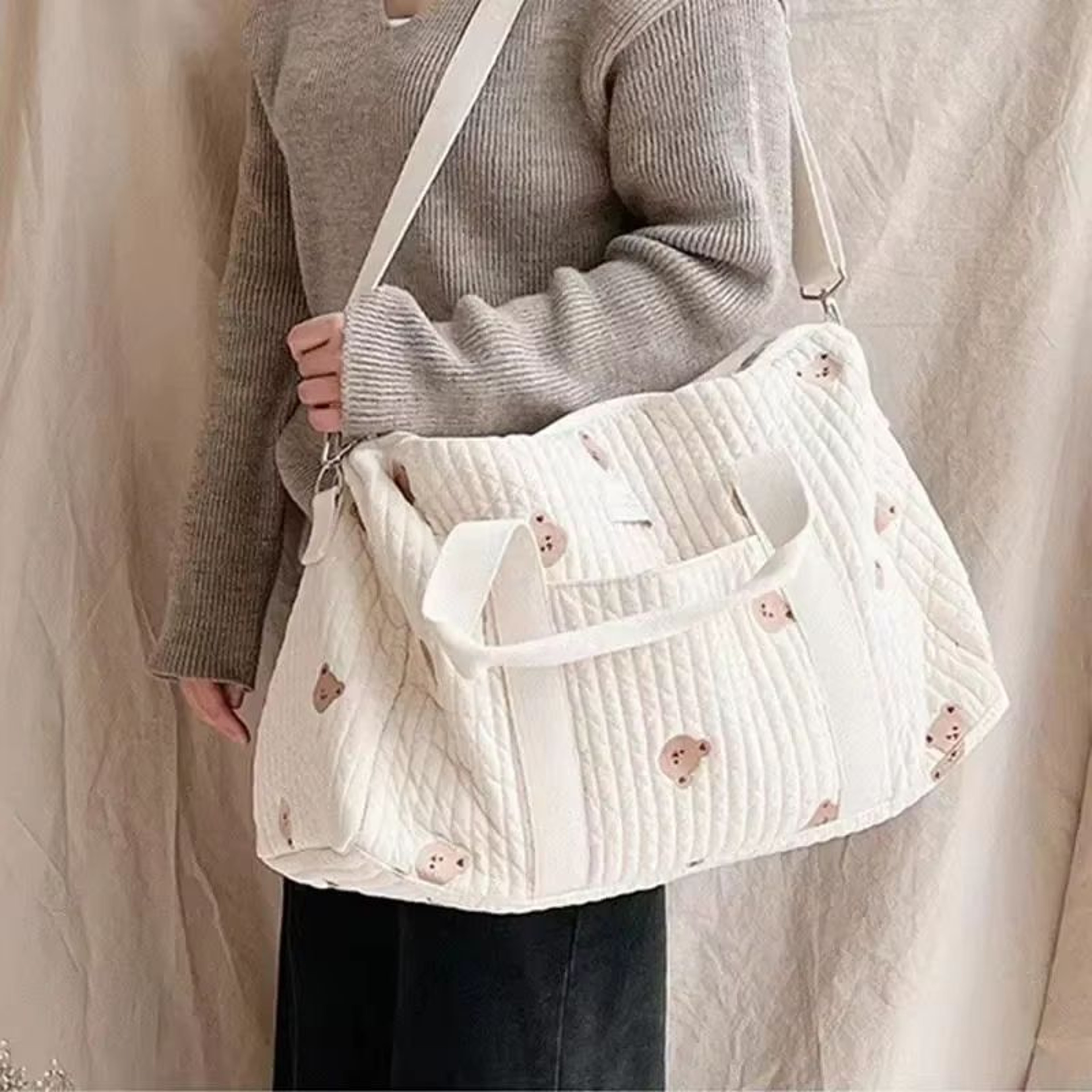 Bear Mommy Diaper Bag And Stroller Organizer Tote With Travel Changing Pockets 1